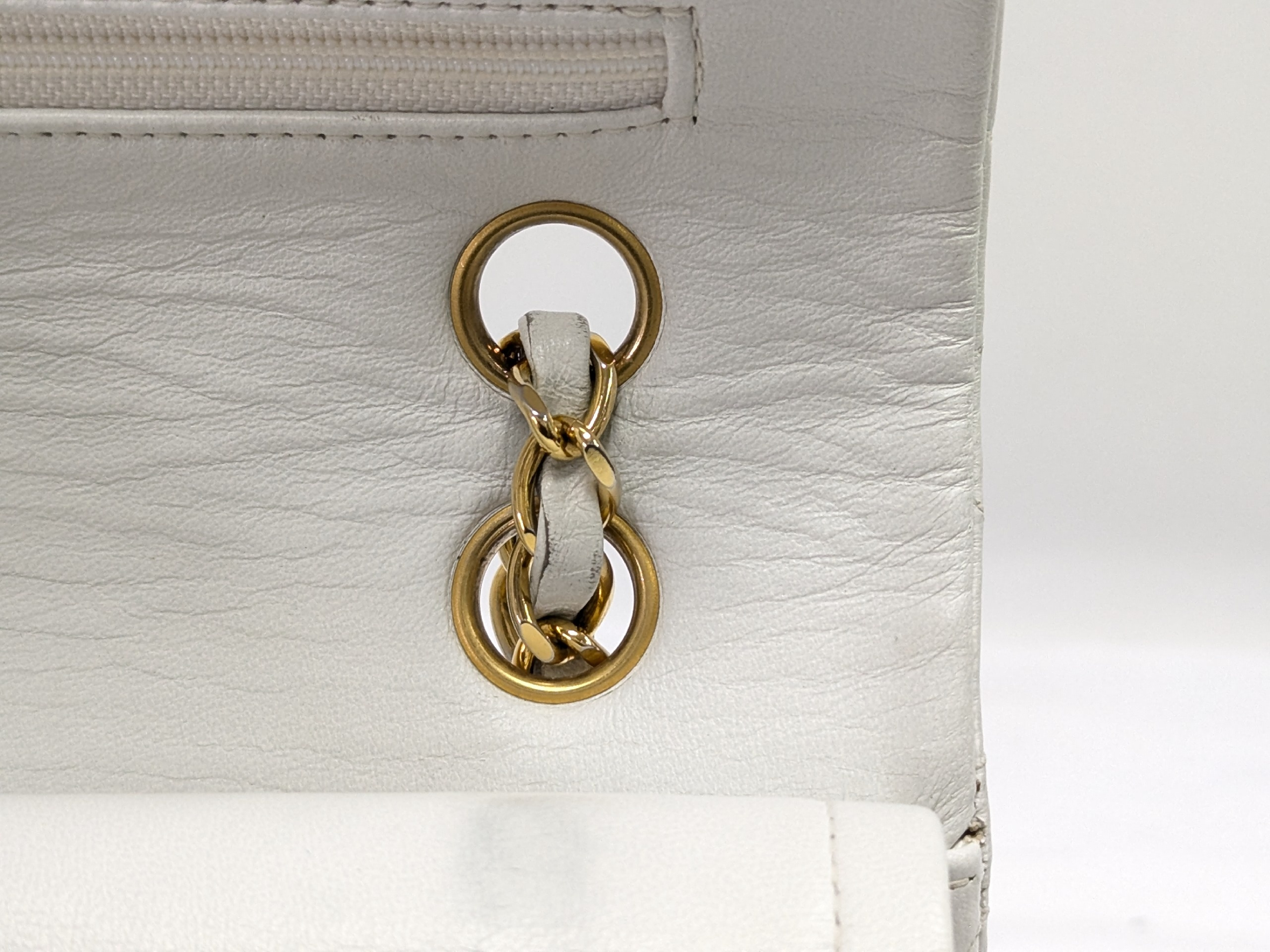 Lambskin Double Flap 25 White Shoulder Bag — view 8
