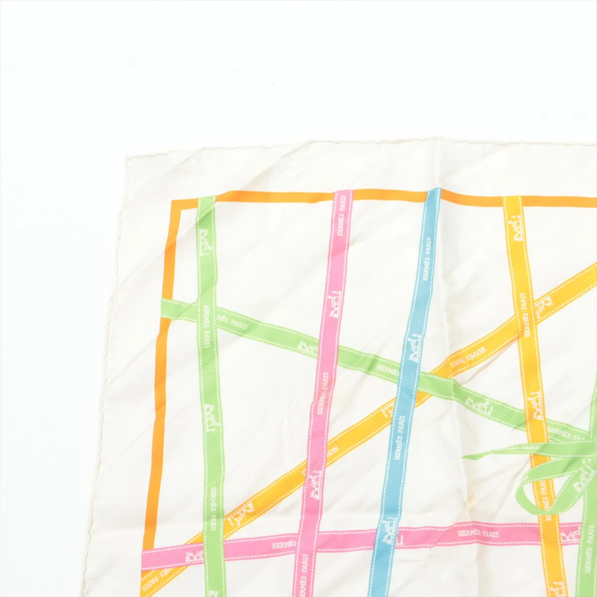 Carre 45 Bolduc Ribbon Scarf Silk Ivory x Multicolor — view 2