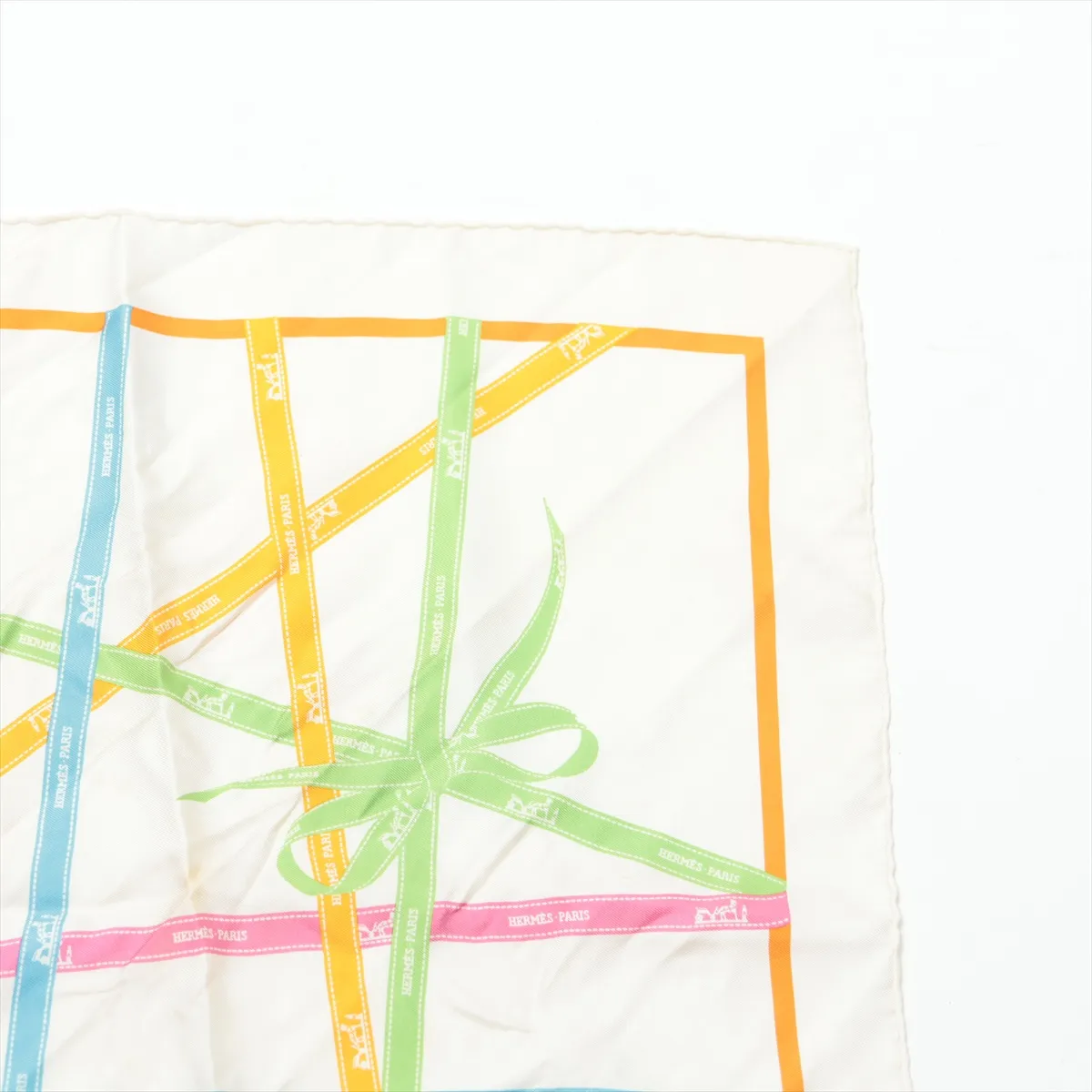 Carre 45 Bolduc Ribbon Scarf Silk Ivory x Multicolor — view 3