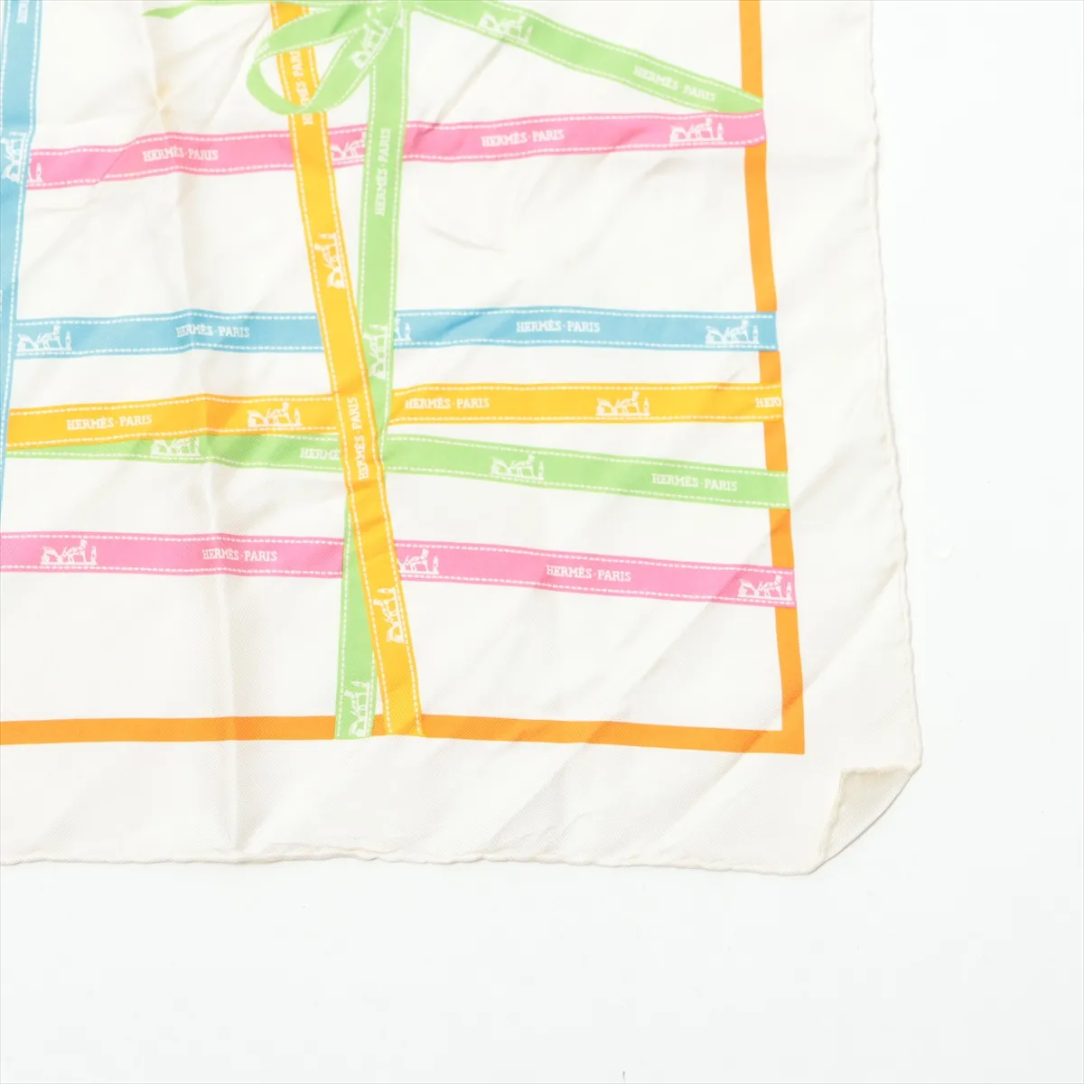 Carre 45 Bolduc Ribbon Scarf Silk Ivory x Multicolor — view 4