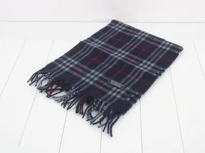 New, with tags still attached: Burberry Nova Check Scarf, Navy.