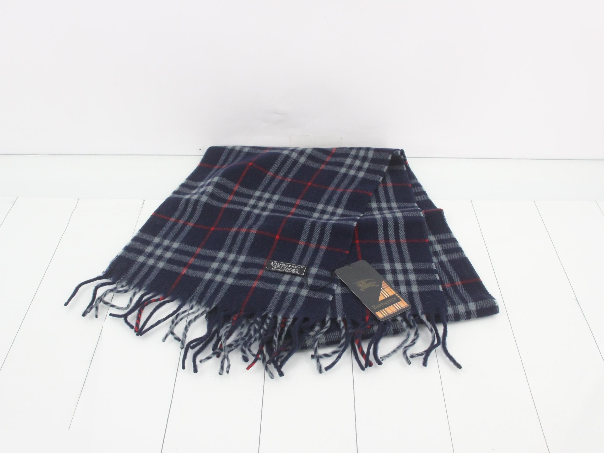New, with tags still attached: Burberry Nova Check Scarf, Navy. — view 2