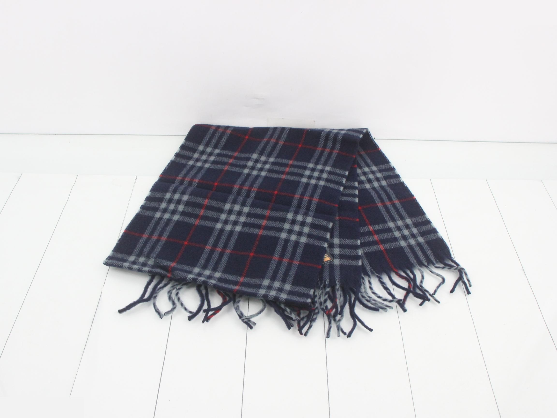 New, with tags still attached: Burberry Nova Check Scarf, Navy. — view 3