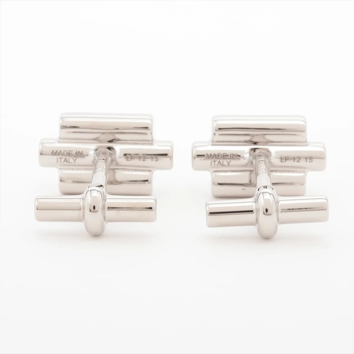 Tourni Tresse Cufflinks Metal x Leather Silver x Black — view 2