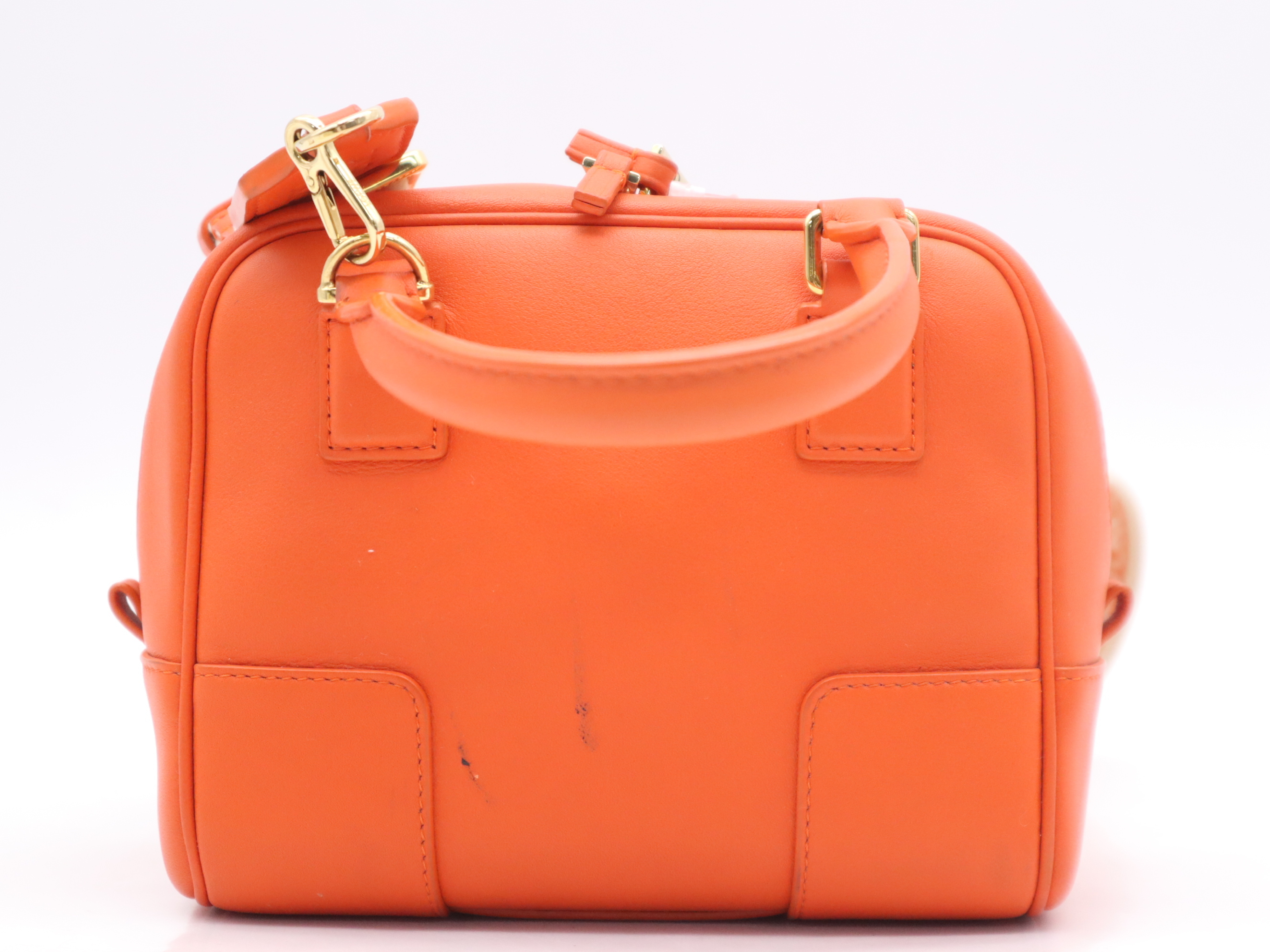 Leather Amazona 16 Square Handbag, Orange, with Shoulder Strap, Dust Bag x2, Padlock, and Keys x2 (Shoulder Bag) — view 2