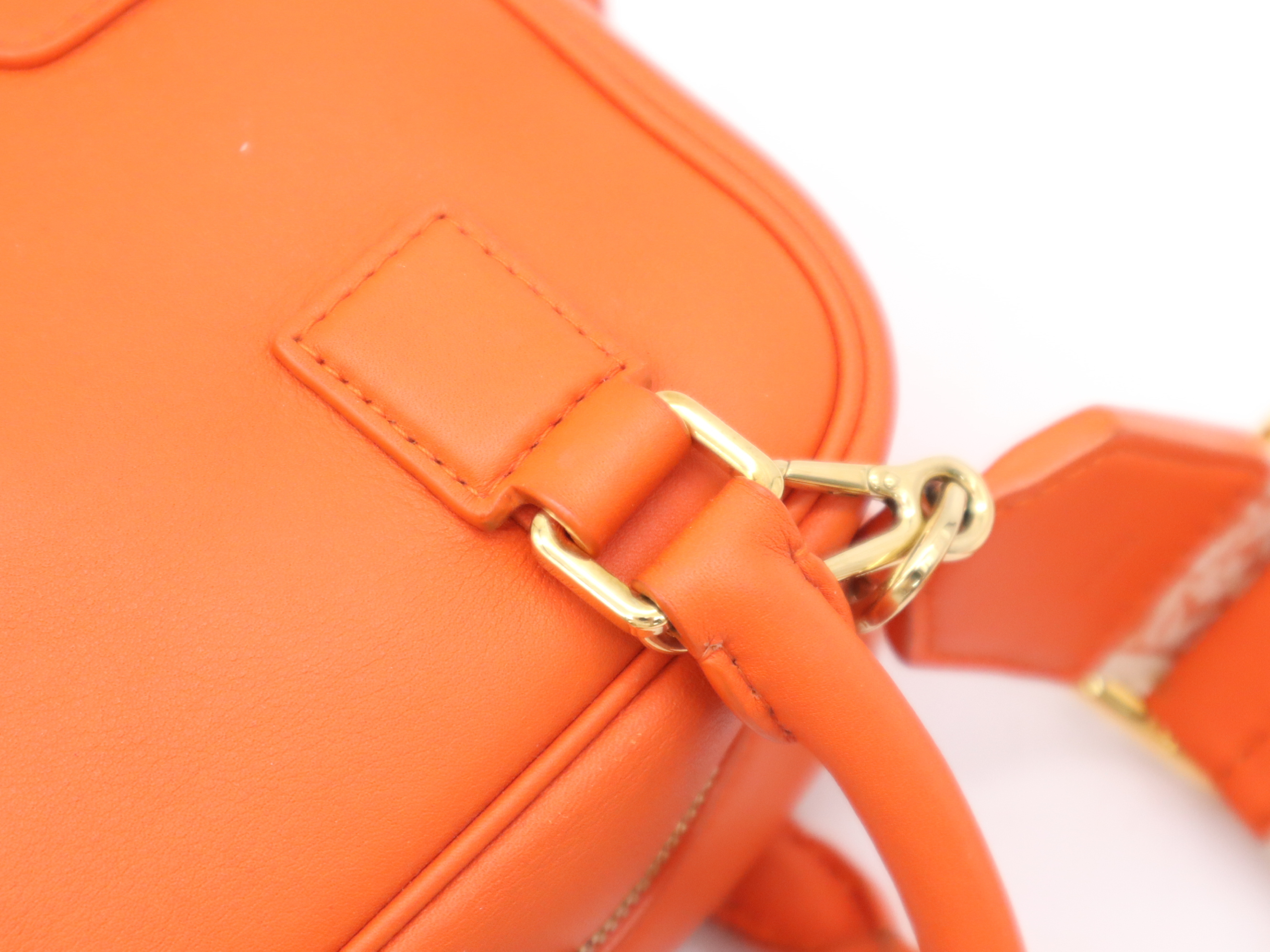Leather Amazona 16 Square Handbag, Orange, with Shoulder Strap, Dust Bag x2, Padlock, and Keys x2 (Shoulder Bag) — view 8