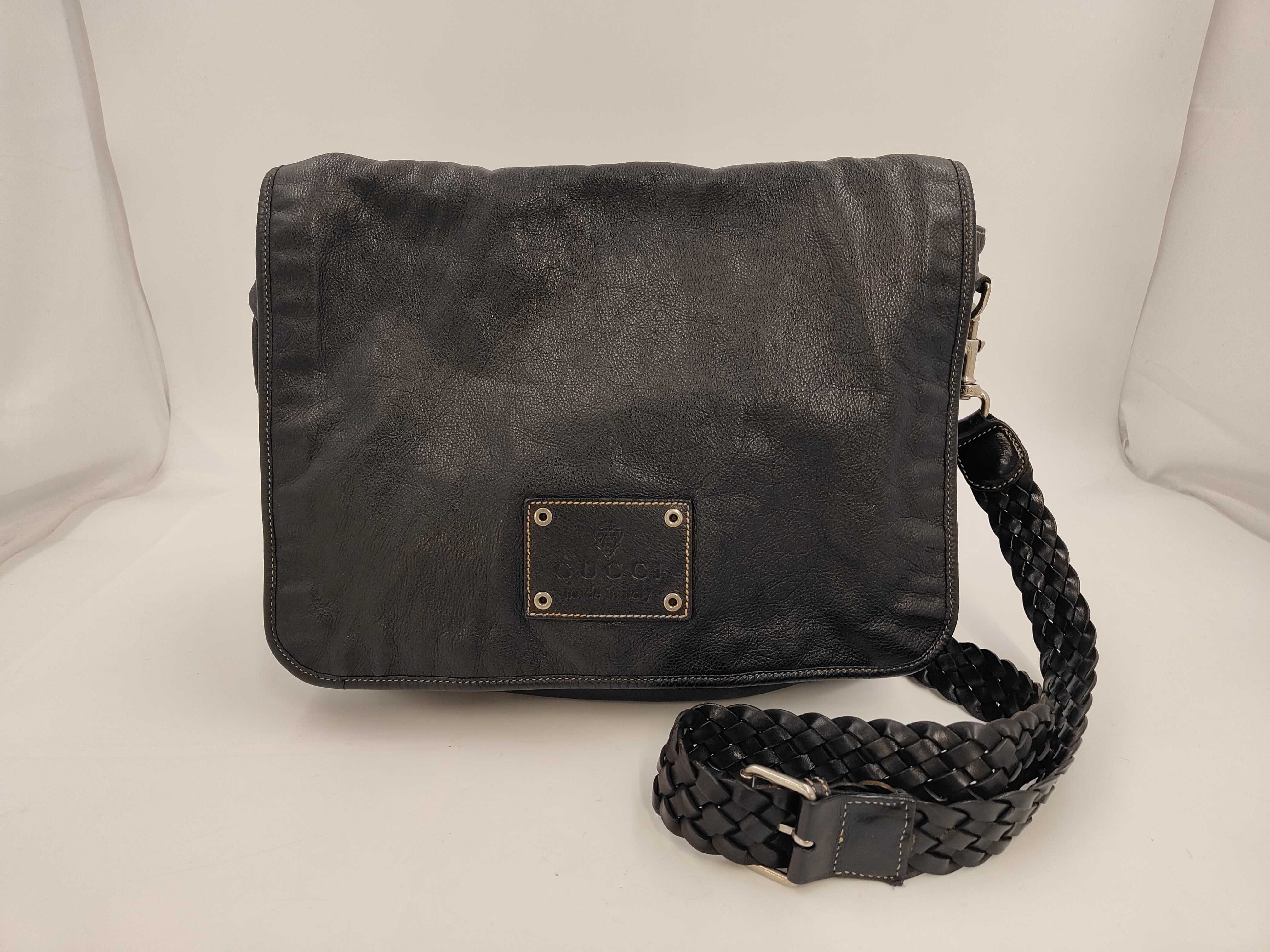 Leather Shoulder Bag, Black