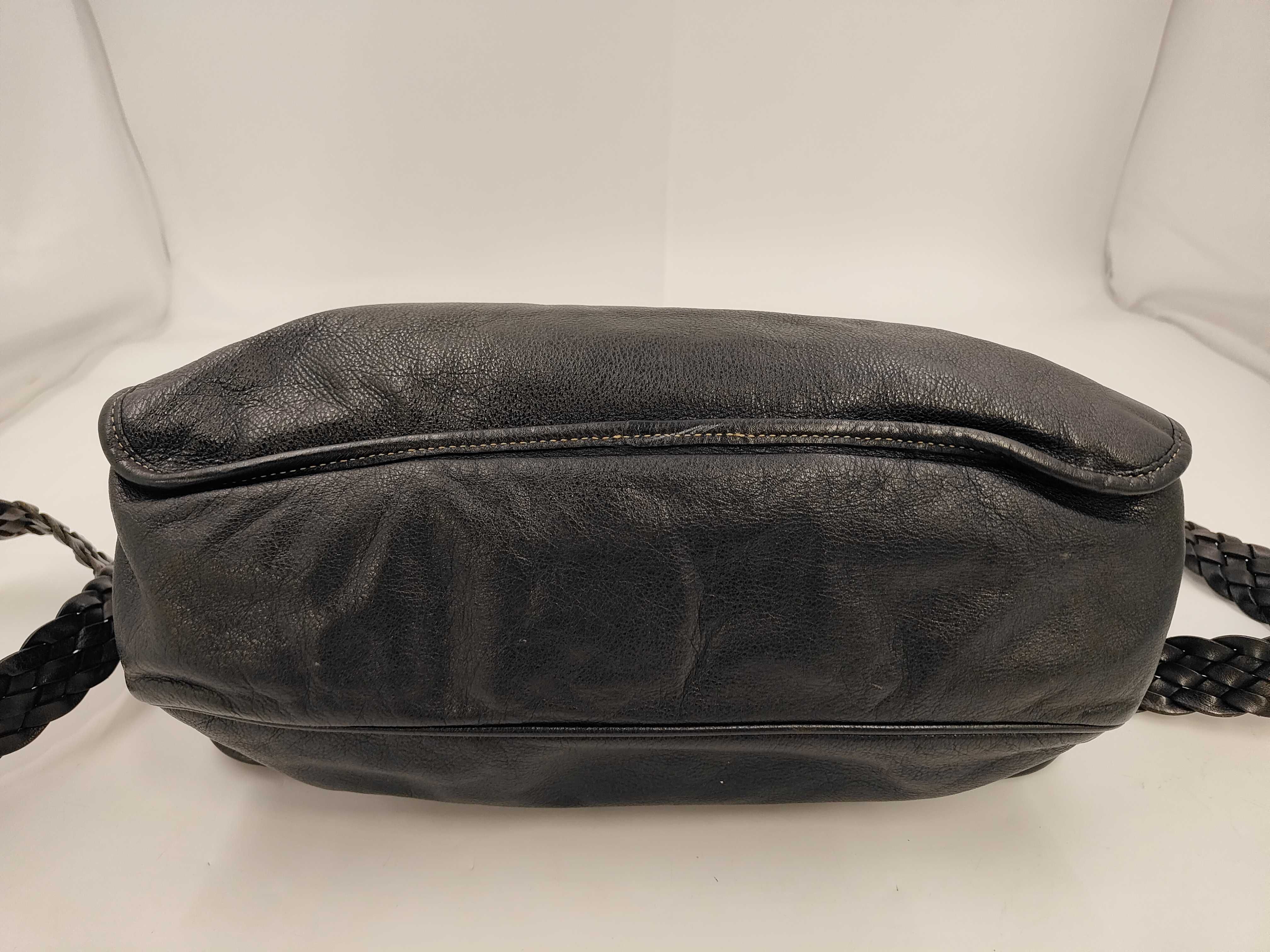 Leather Shoulder Bag, Black — view 4