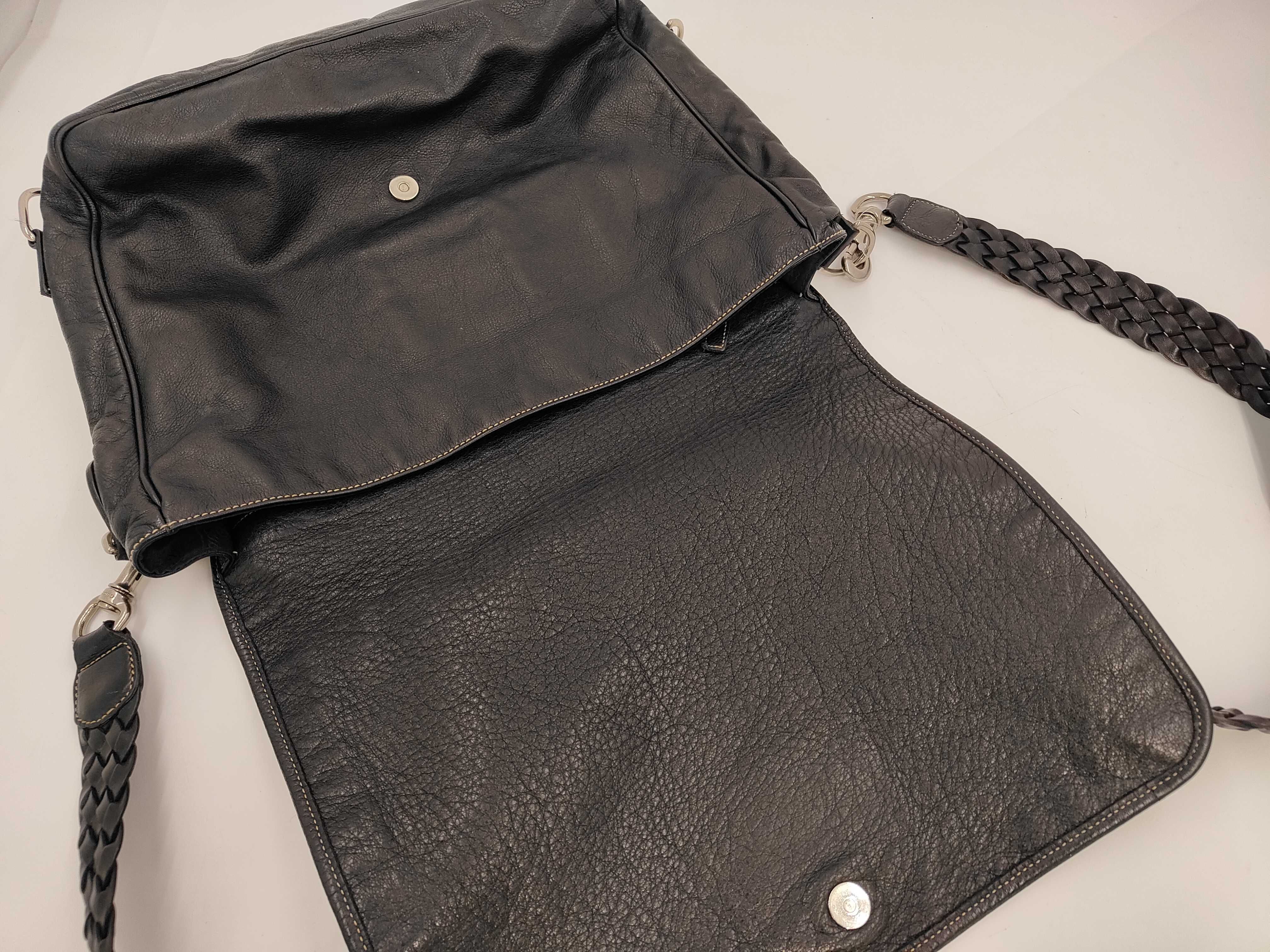 Leather Shoulder Bag, Black — view 8