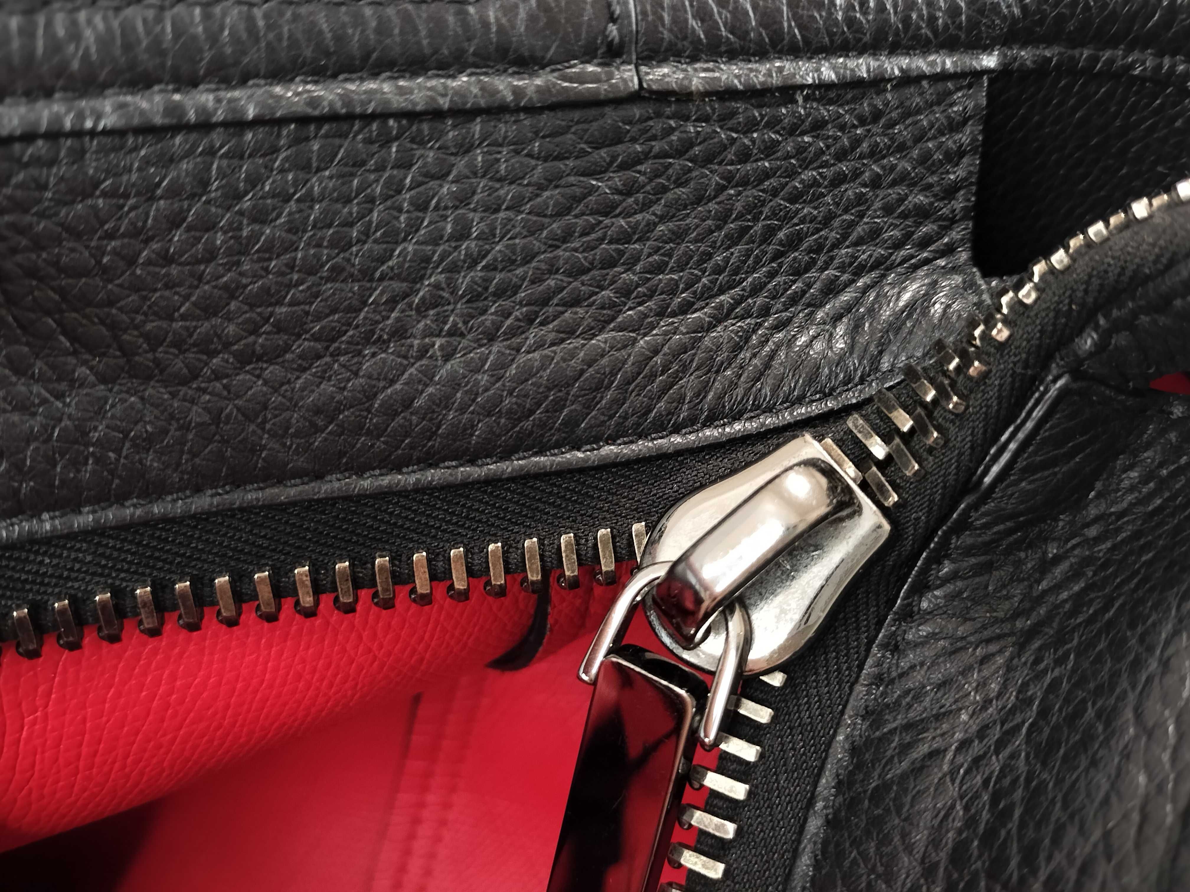Cabiker Leather x Rubber Tote Bag, Black x Red — view 13