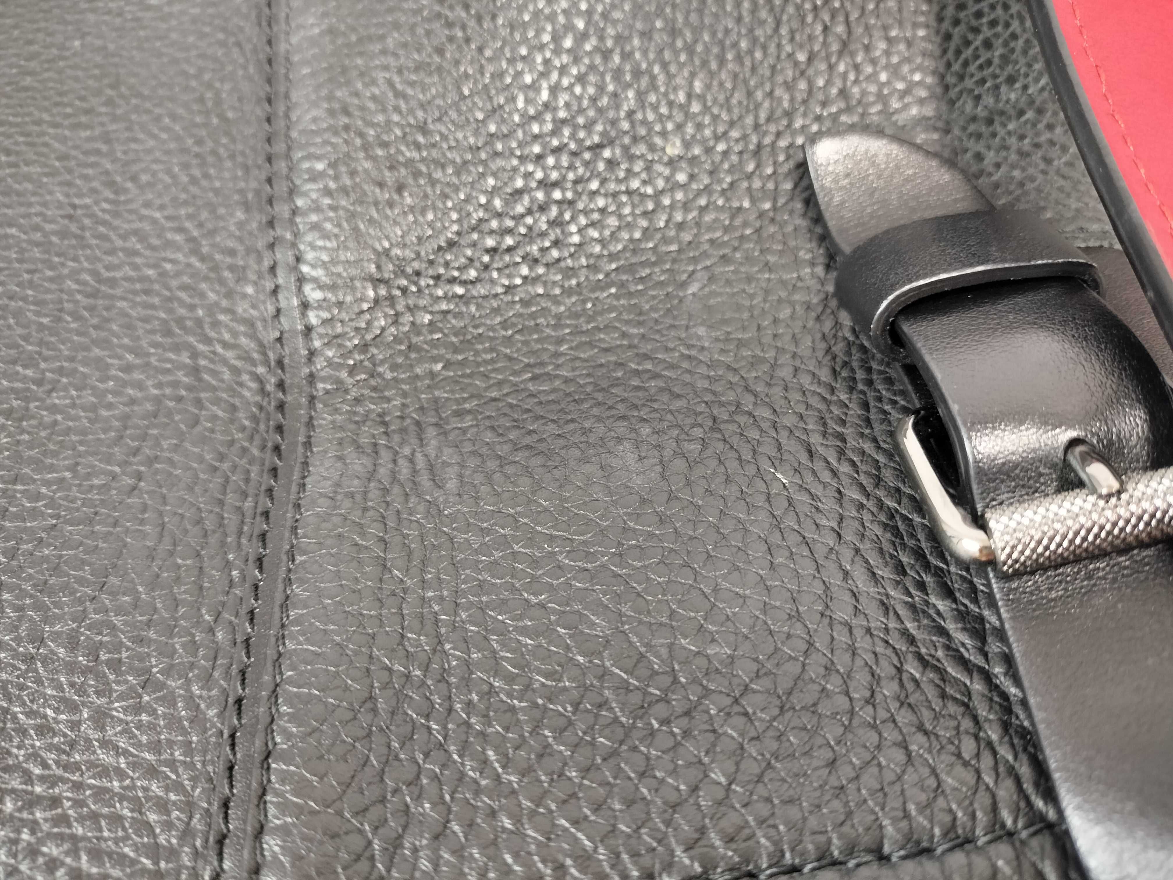 Cabiker Leather x Rubber Tote Bag, Black x Red — view 14