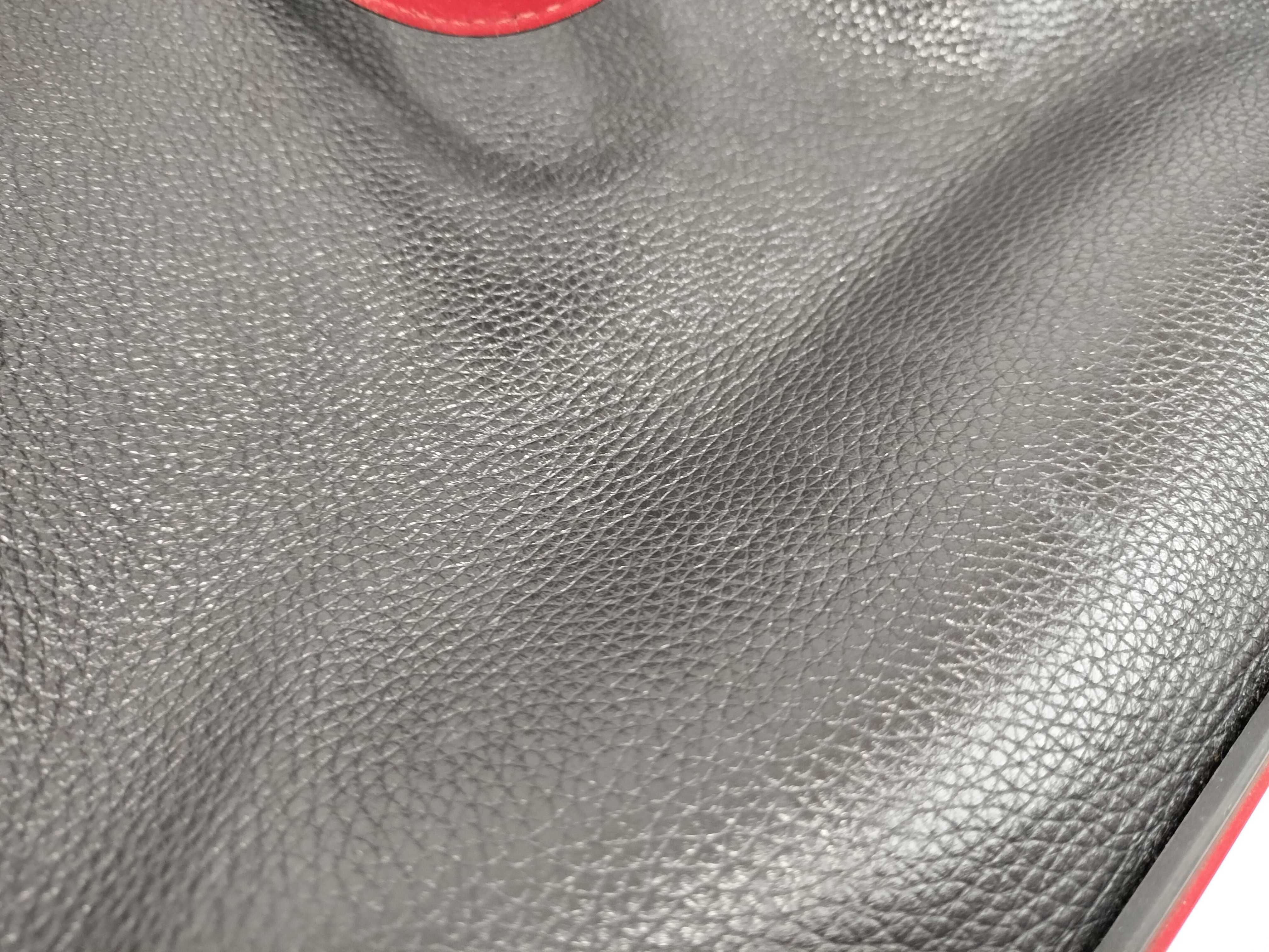 Cabiker Leather x Rubber Tote Bag, Black x Red — view 15