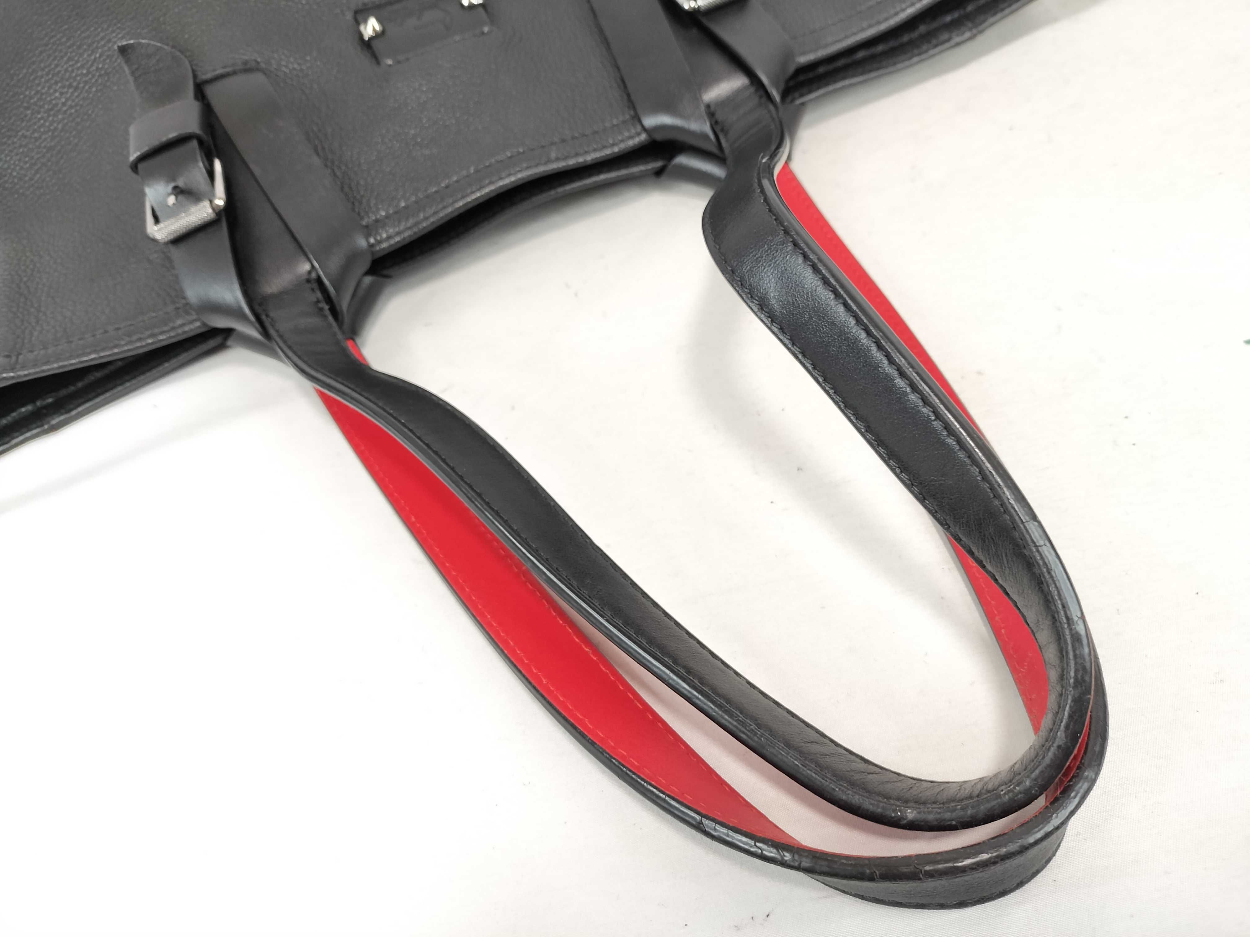 Cabiker Leather x Rubber Tote Bag, Black x Red — view 3