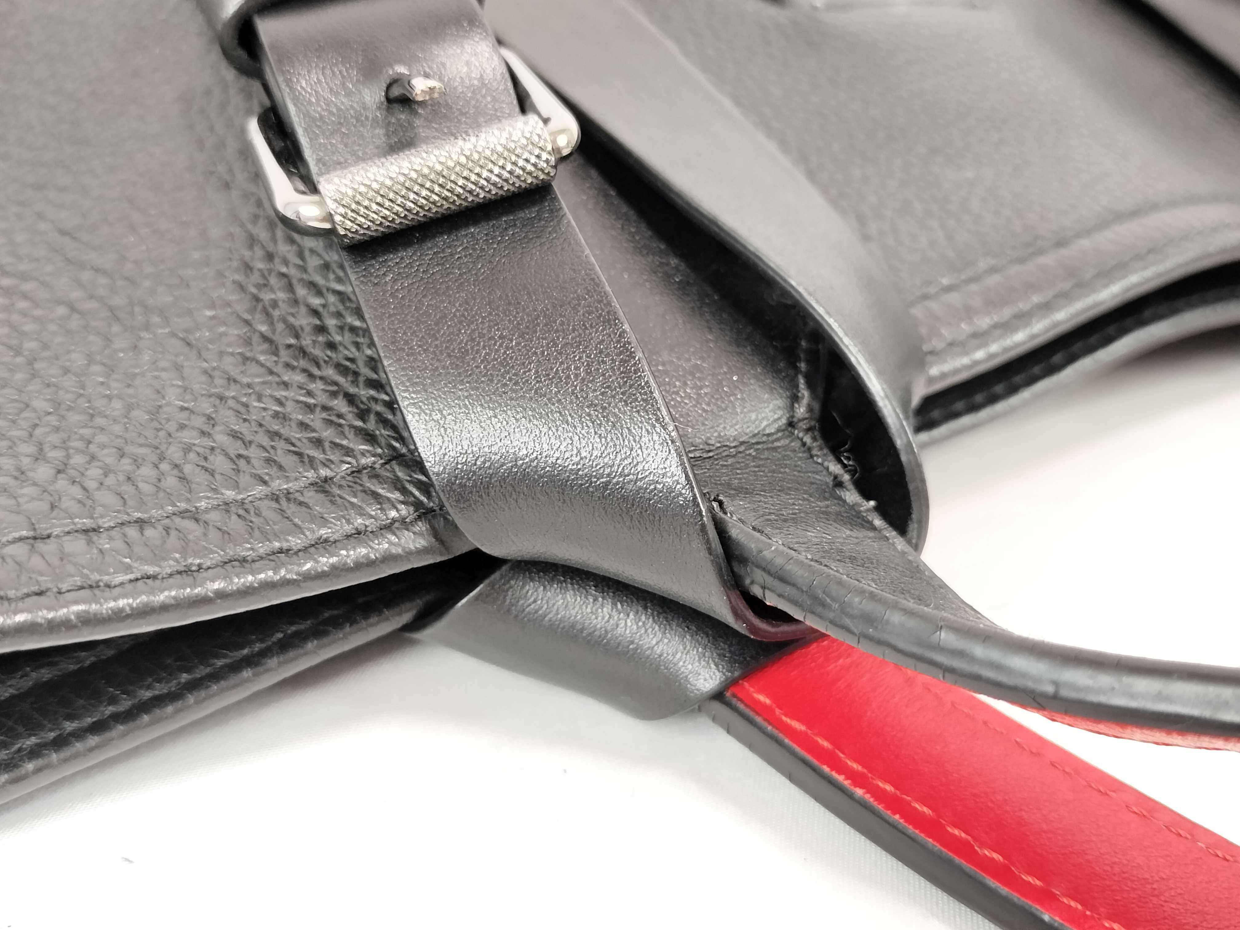 Cabiker Leather x Rubber Tote Bag, Black x Red — view 5