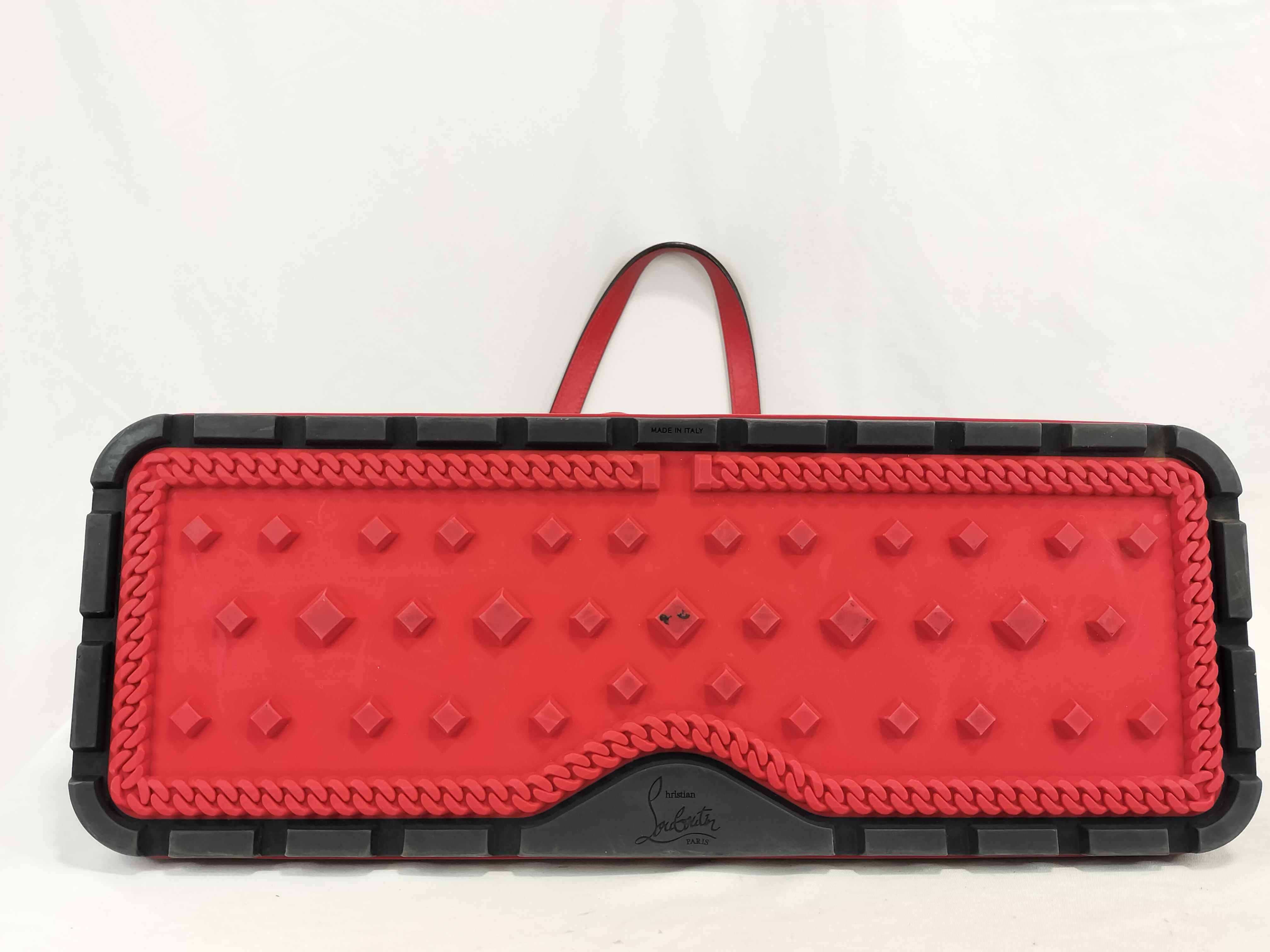 Cabiker Leather x Rubber Tote Bag, Black x Red — view 8