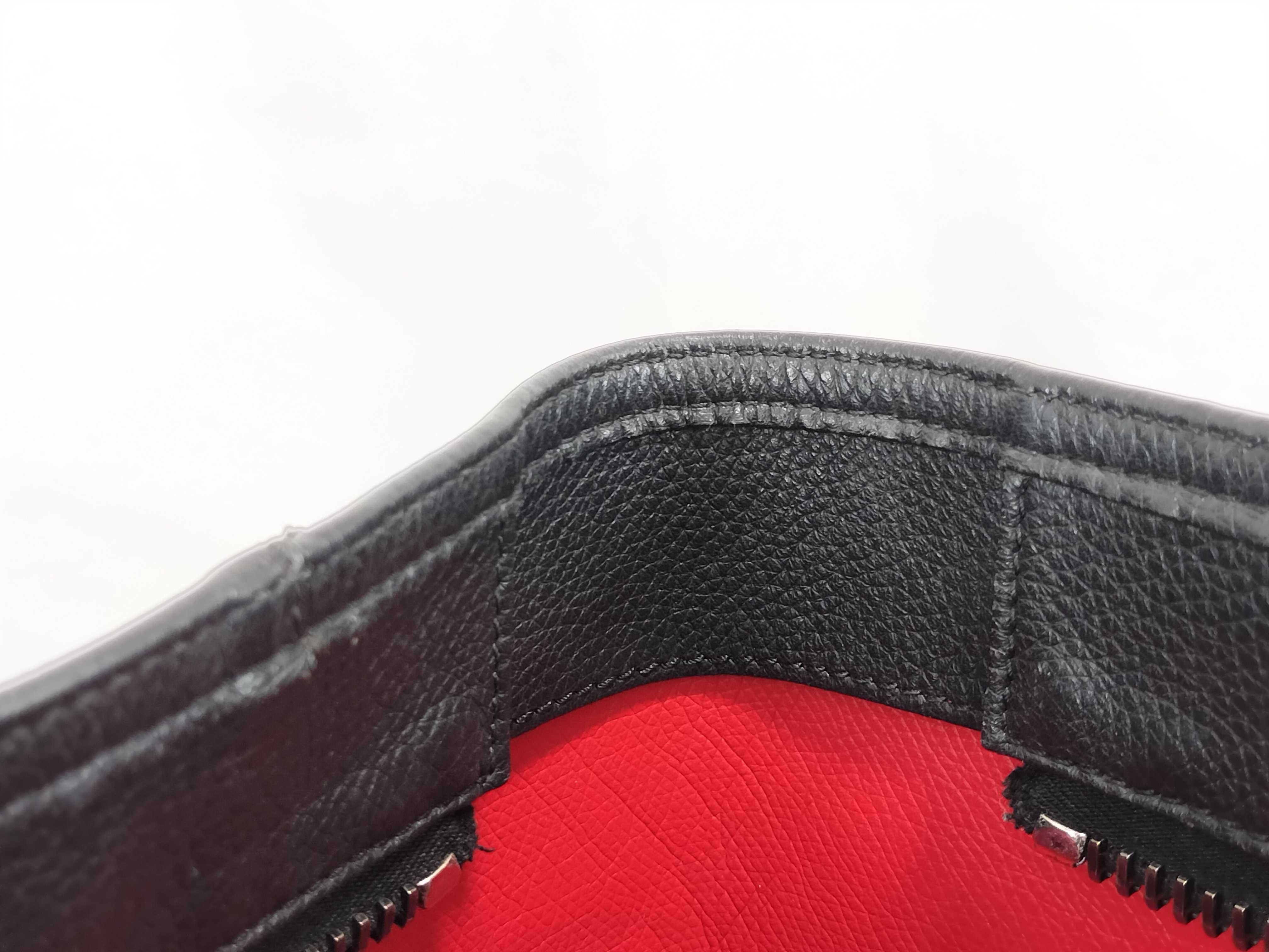 Cabiker Leather x Rubber Tote Bag, Black x Red — view 9