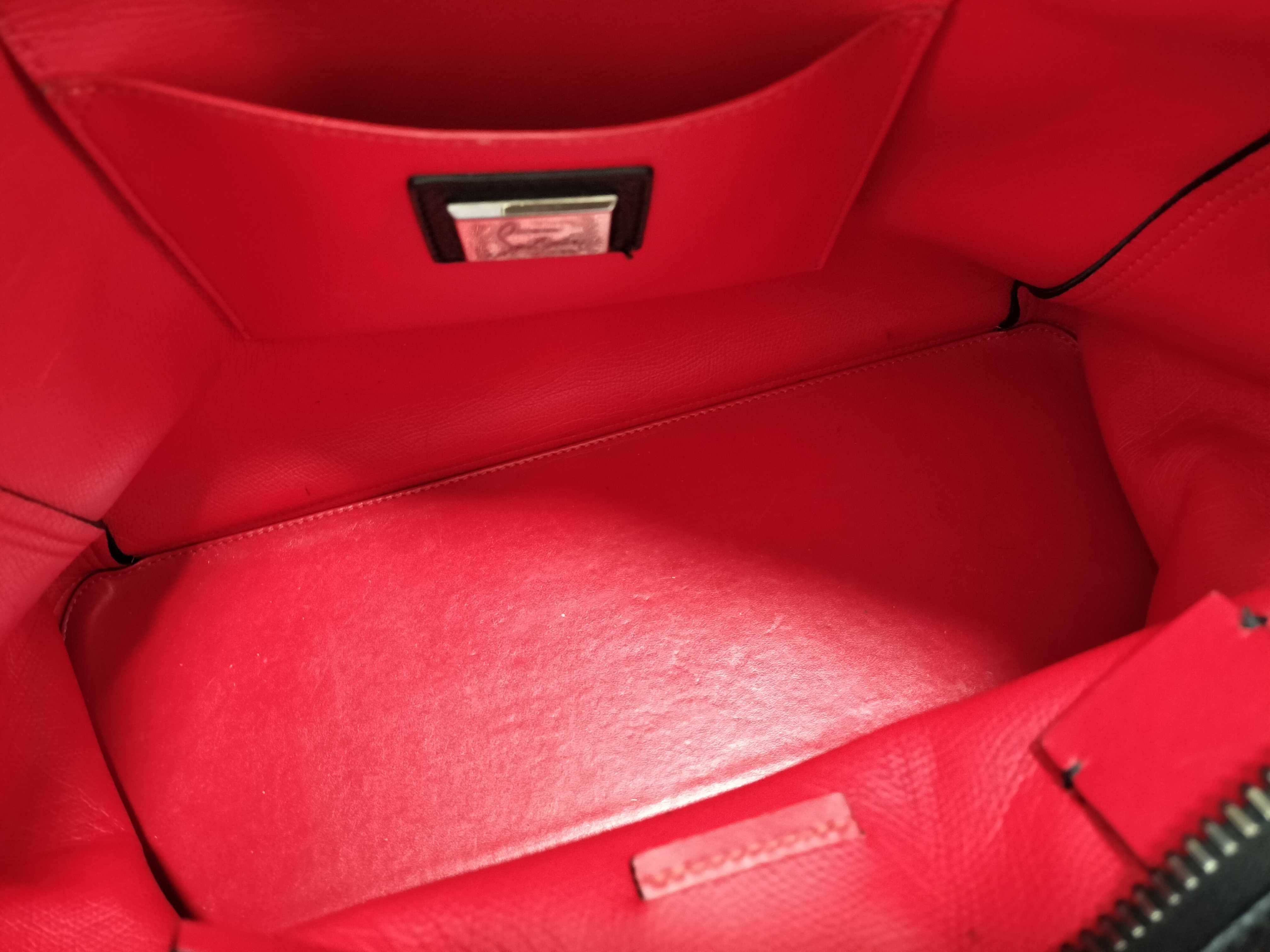 Cabiker Leather x Rubber Tote Bag, Black x Red — view 10