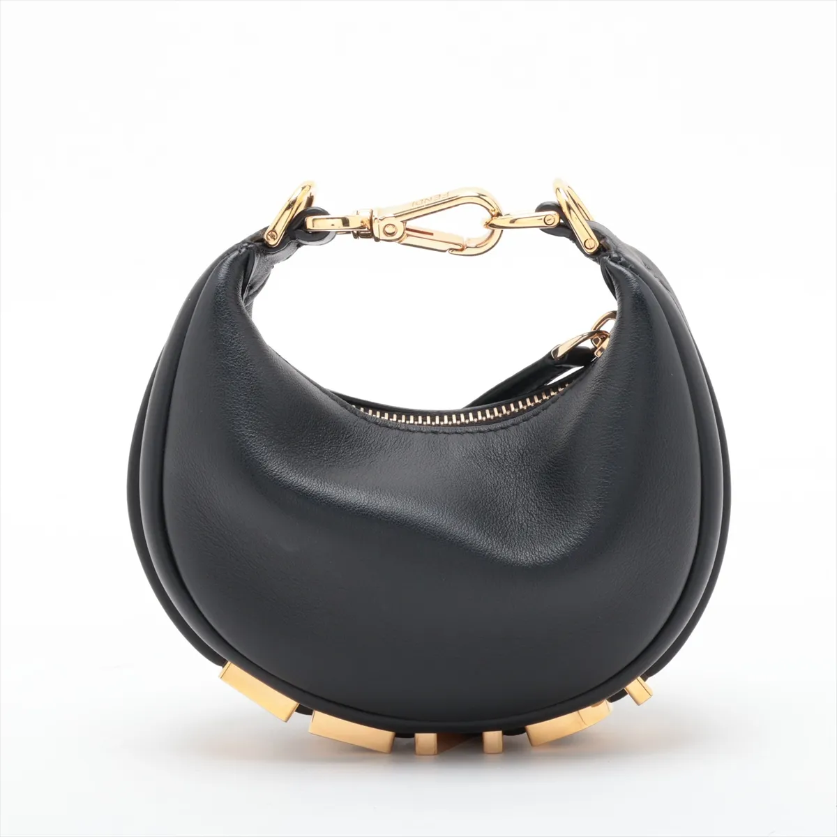 Nano Fendigraphi 7AS089 Leather Handbag, Black — view 2