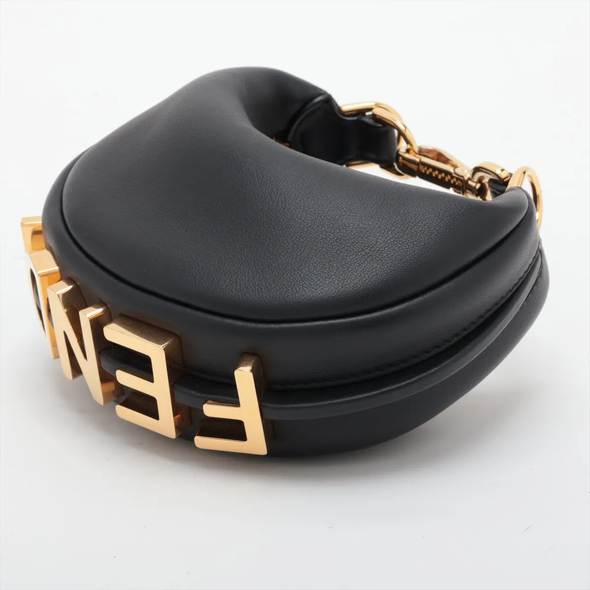 Nano Fendigraphi 7AS089 Leather Handbag, Black — view 3