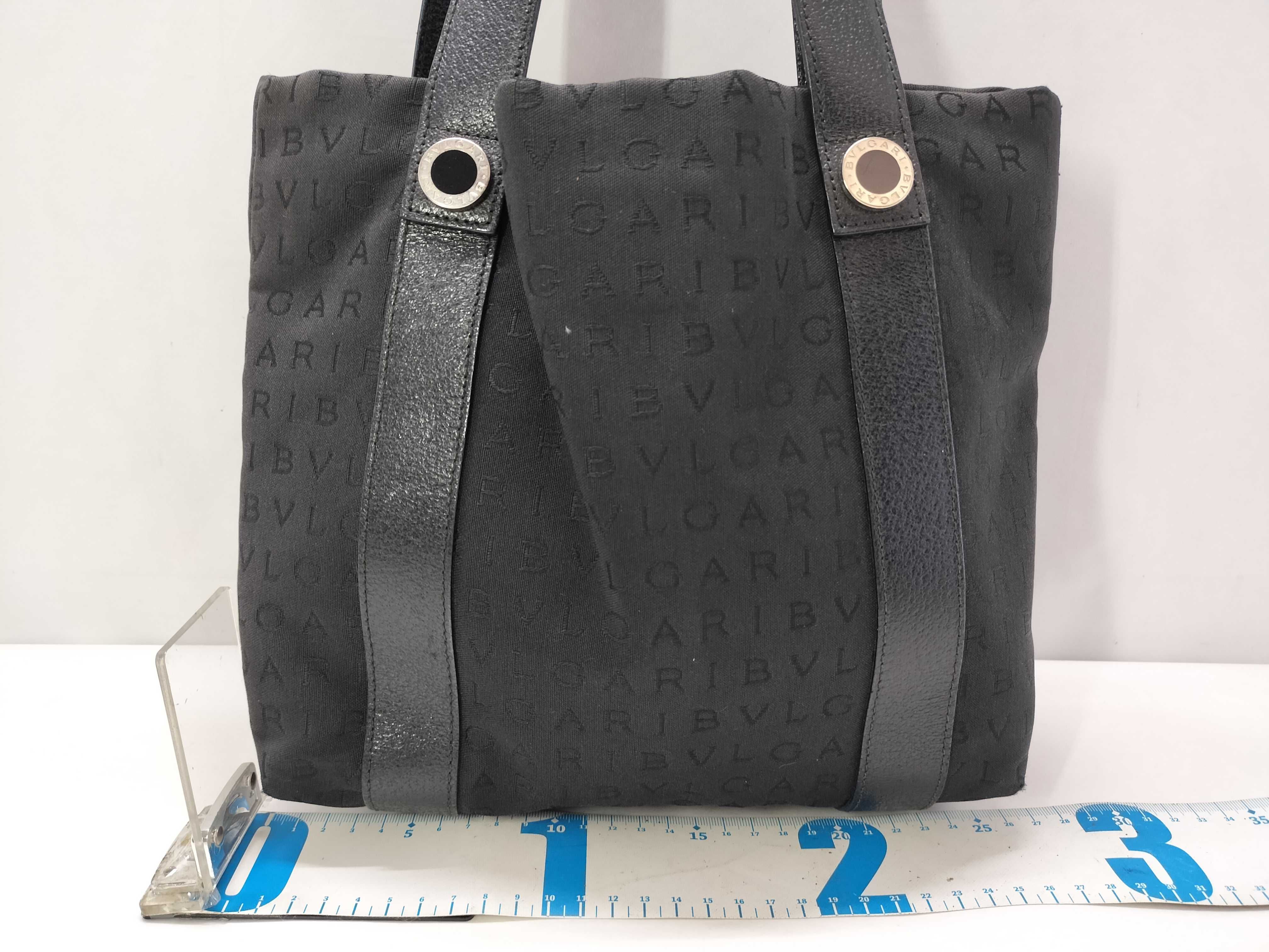 Bulgari Tote Bag Leather Canvas Black Tote Bag — view 2