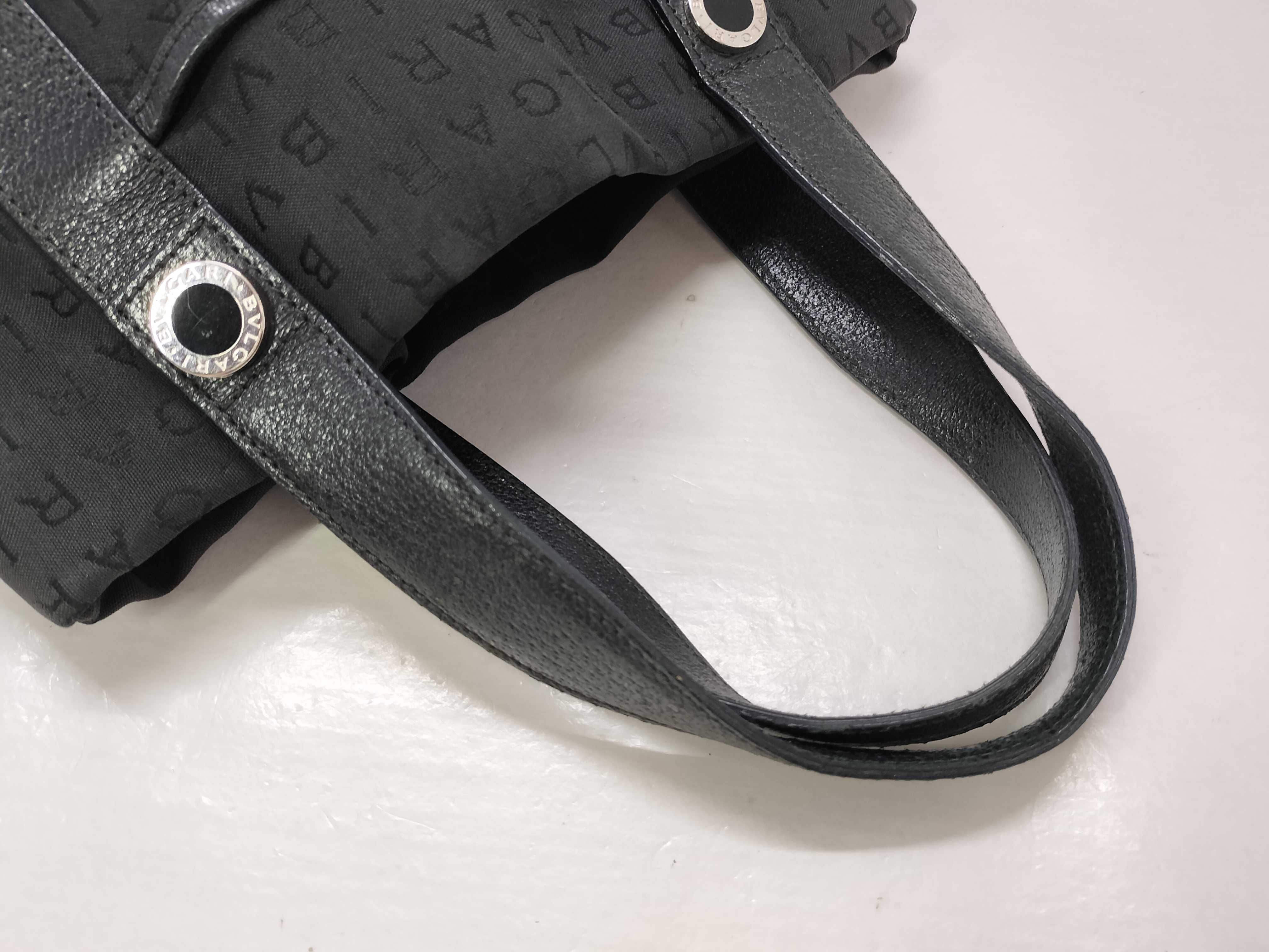 Bulgari Tote Bag Leather Canvas Black Tote Bag — view 3