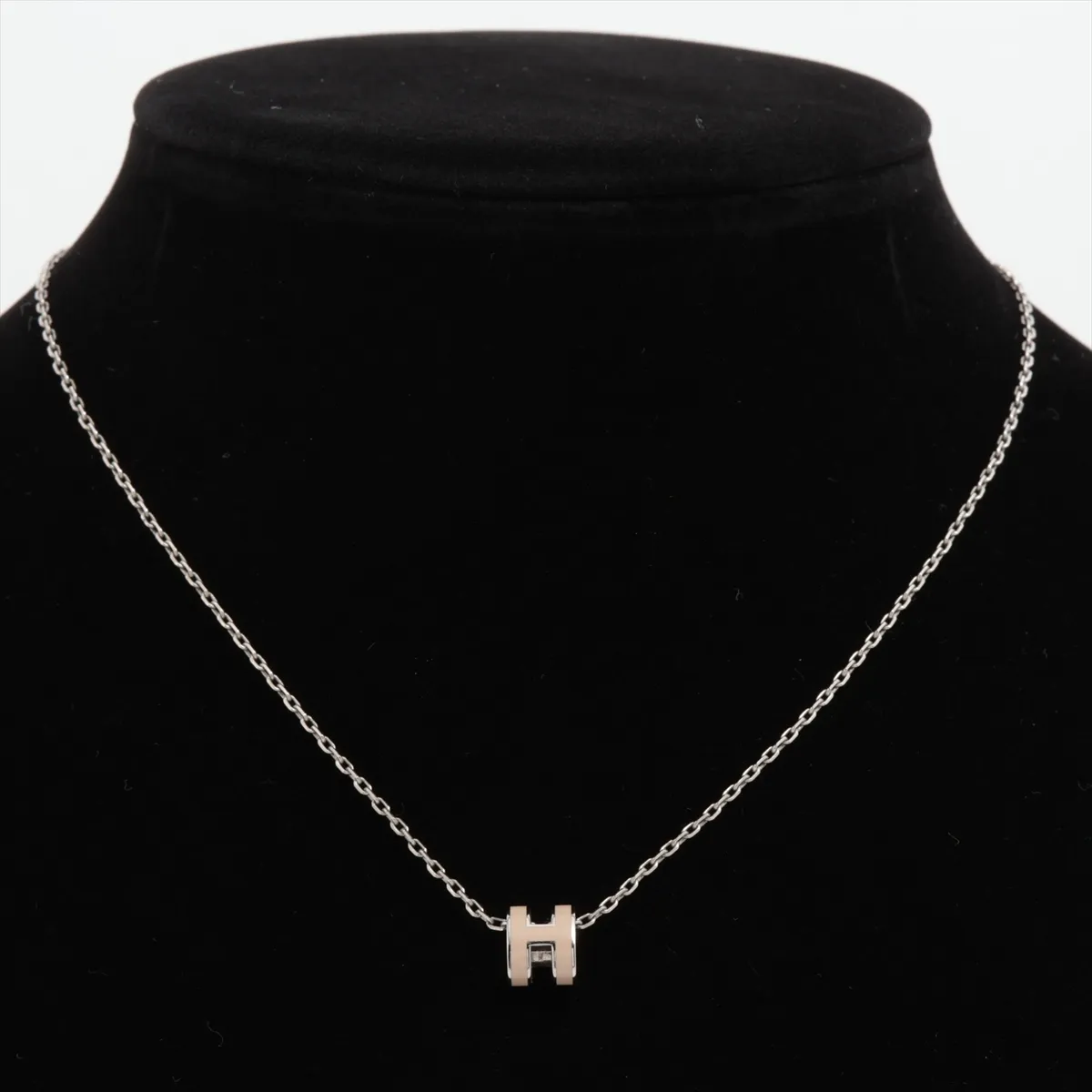 Mini Pop H Necklace, GP (Gold Plated), Silver x Gray, — view 5