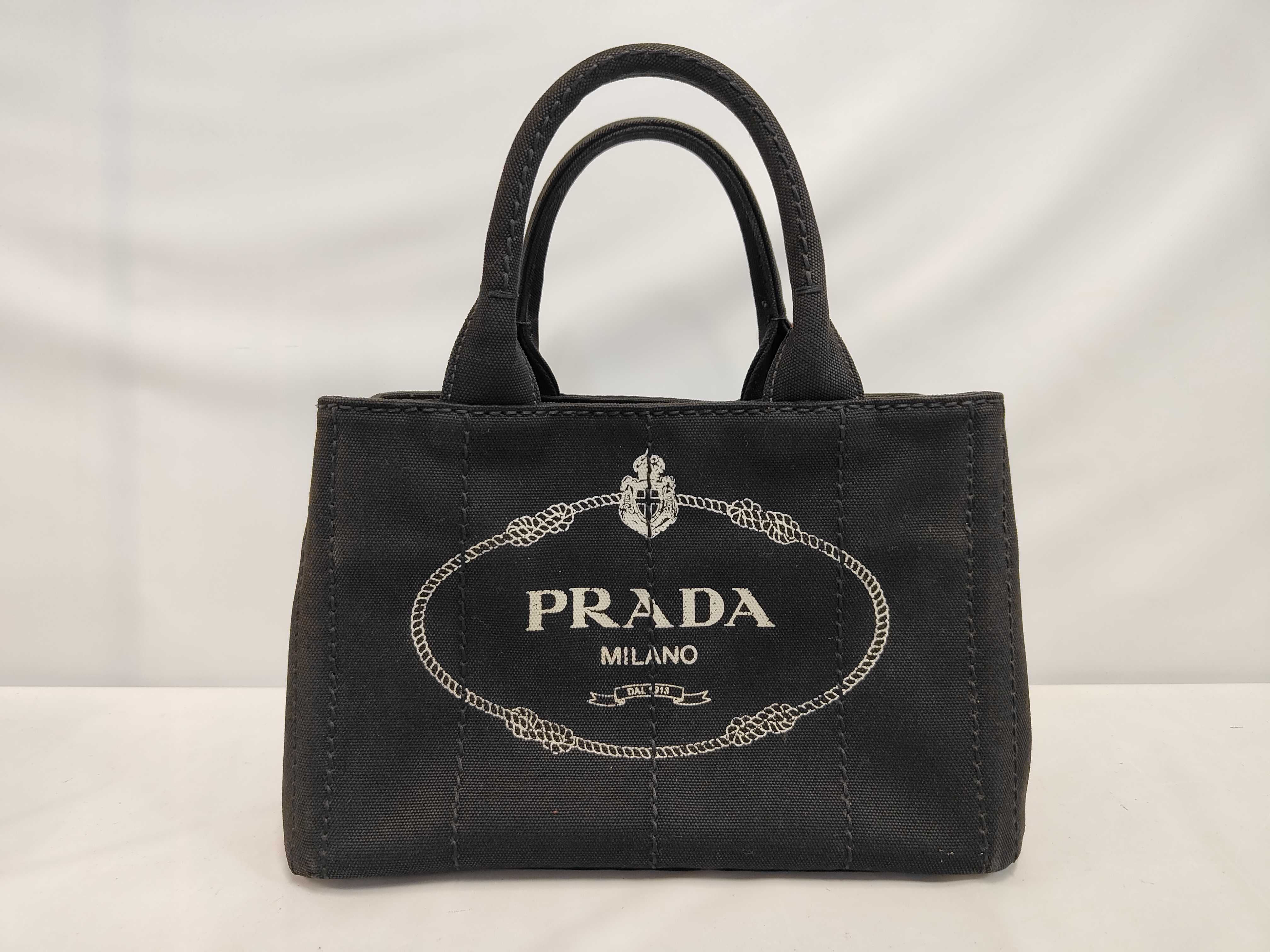 Canapa Black Tote Bag with Striped Interior