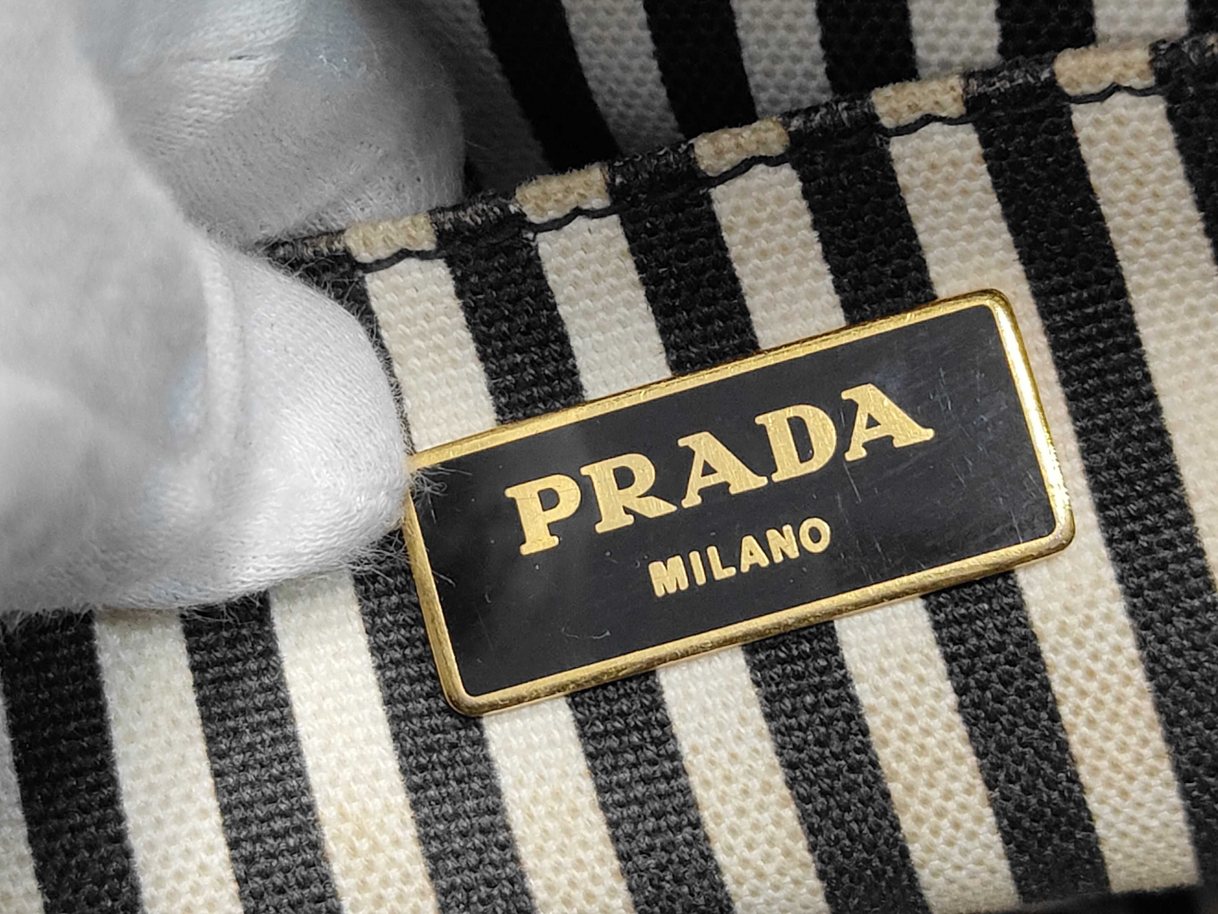 Canapa Black Tote Bag with Striped Interior — view 9