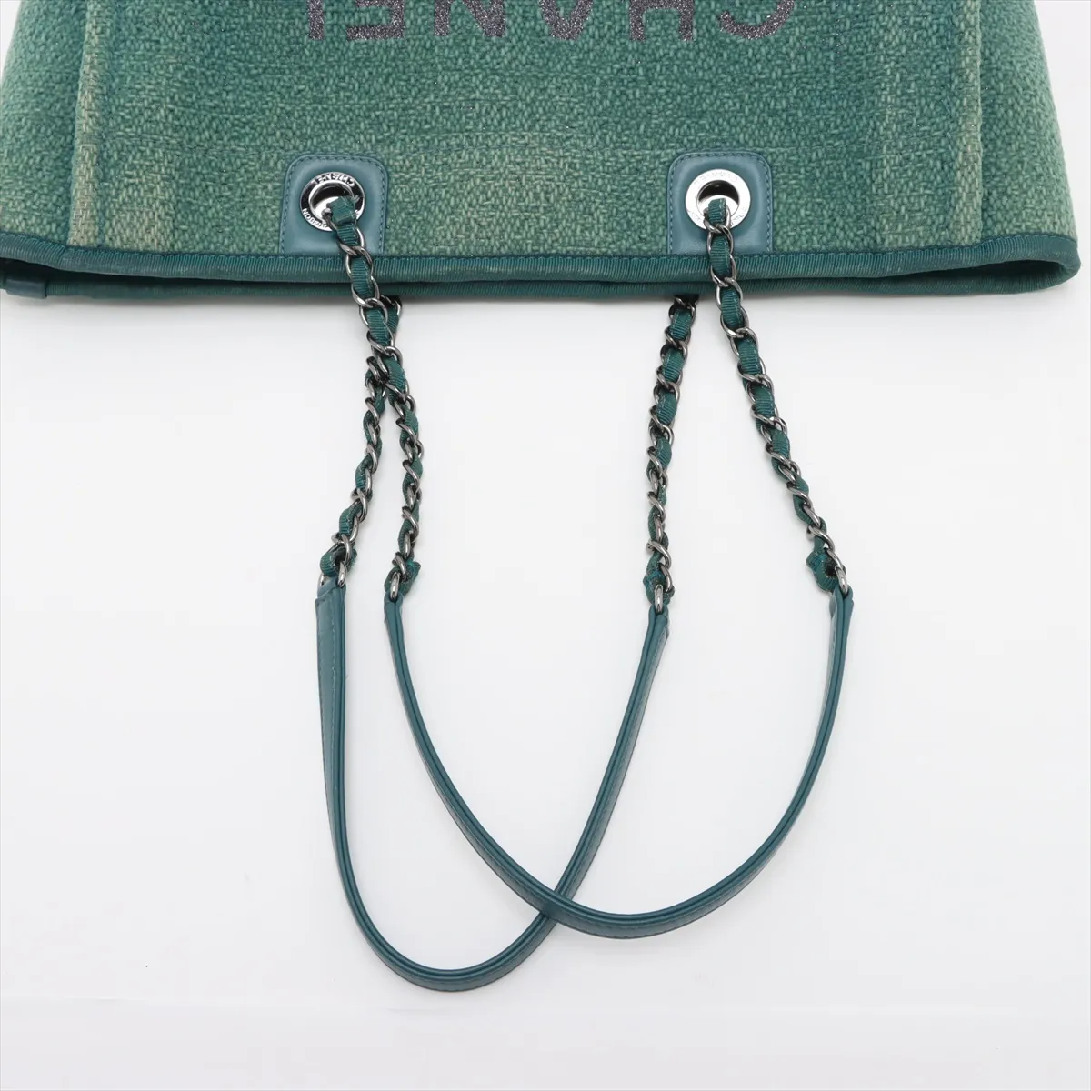 Deauville MM Tweed Chain Tote Bag Green Silver Hardware 28177458 28th Series — view 5