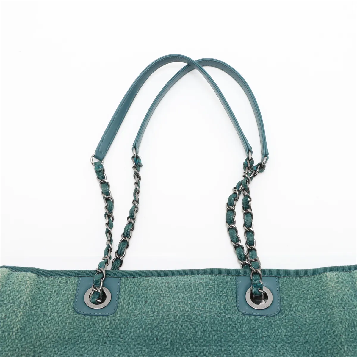 Deauville MM Tweed Chain Tote Bag Green Silver Hardware 28177458 28th Series — view 6