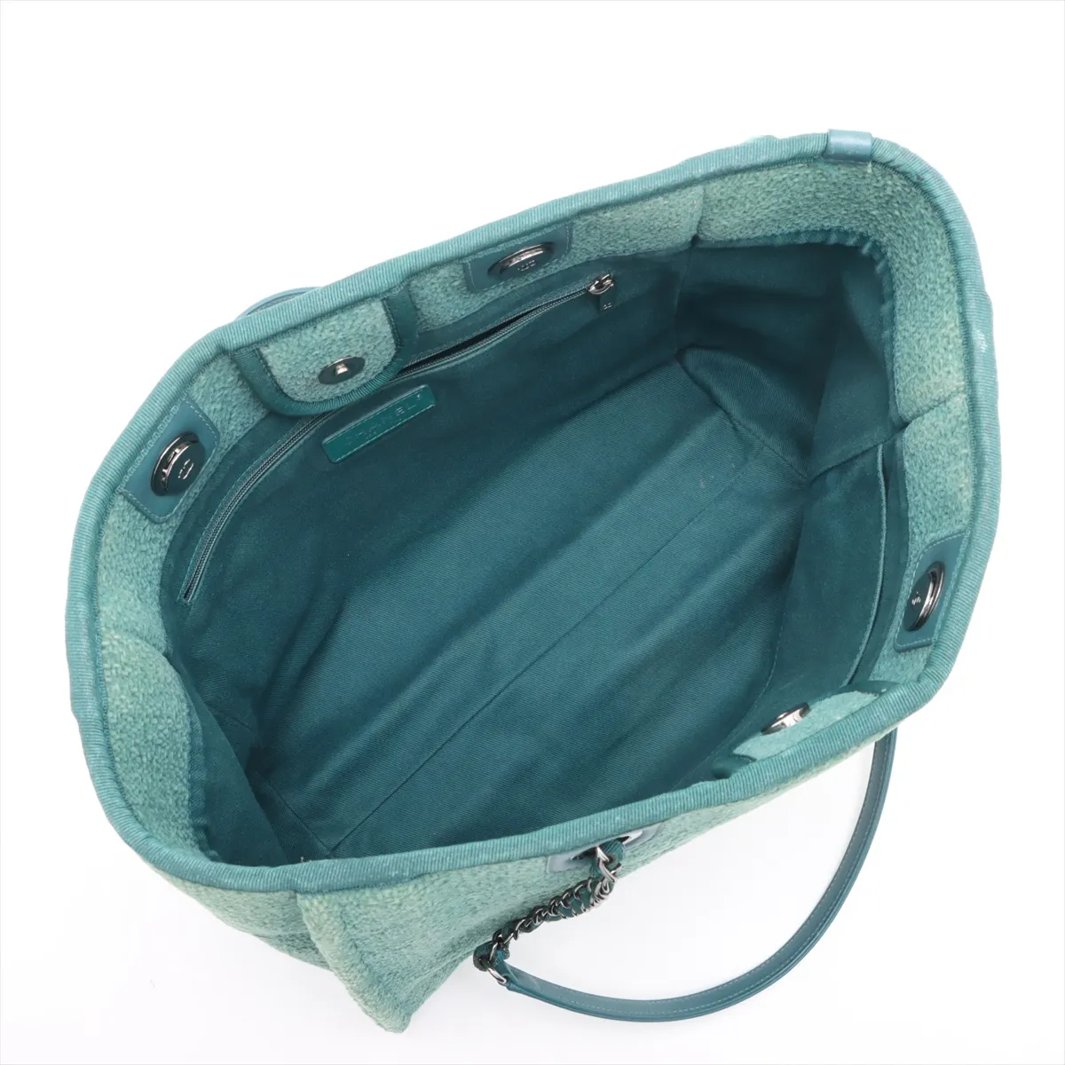 Deauville MM Tweed Chain Tote Bag Green Silver Hardware 28177458 28th Series — view 7
