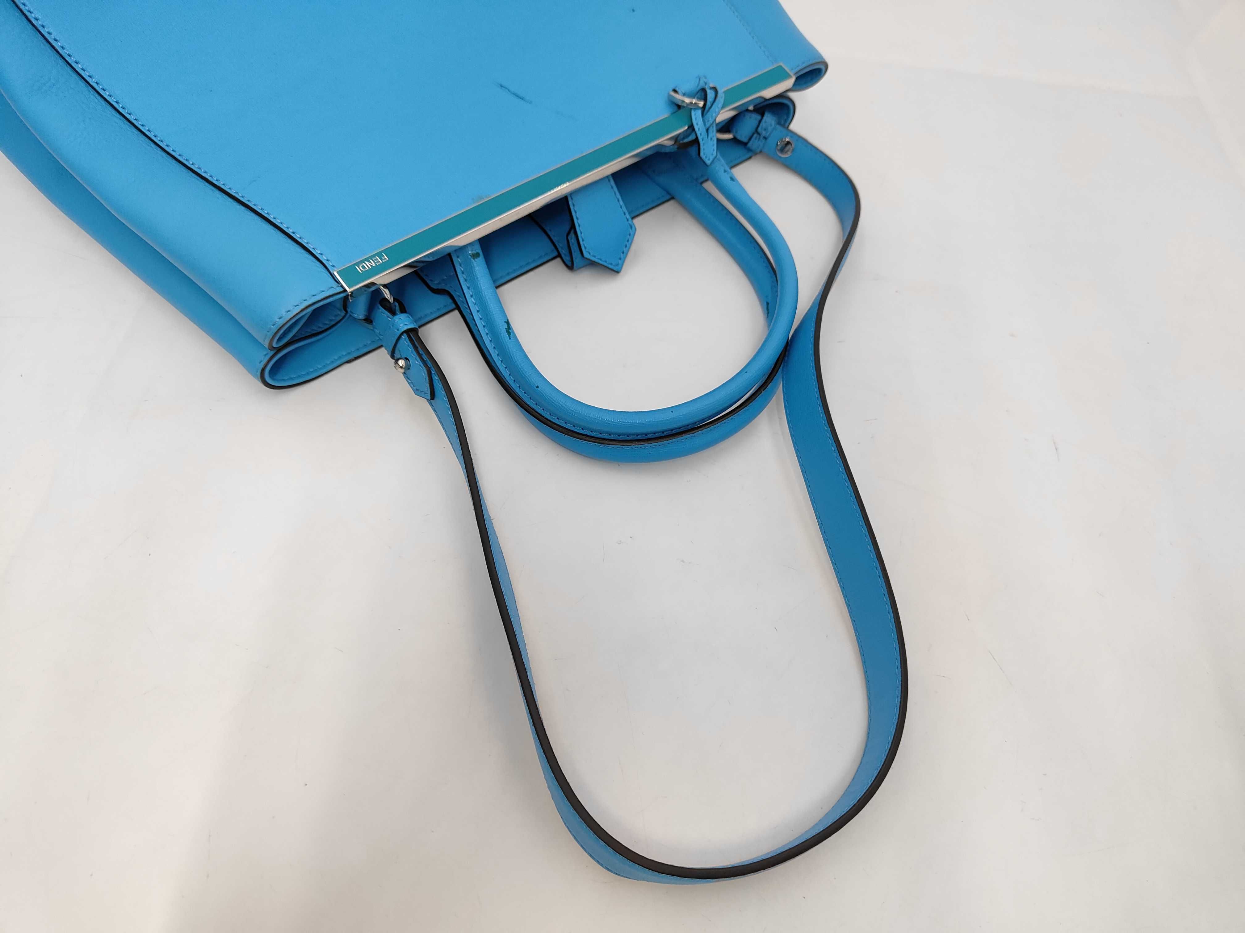 Toujours Satchel Bag, Leather, Blue, with Dust Bag, Handbag — view 3