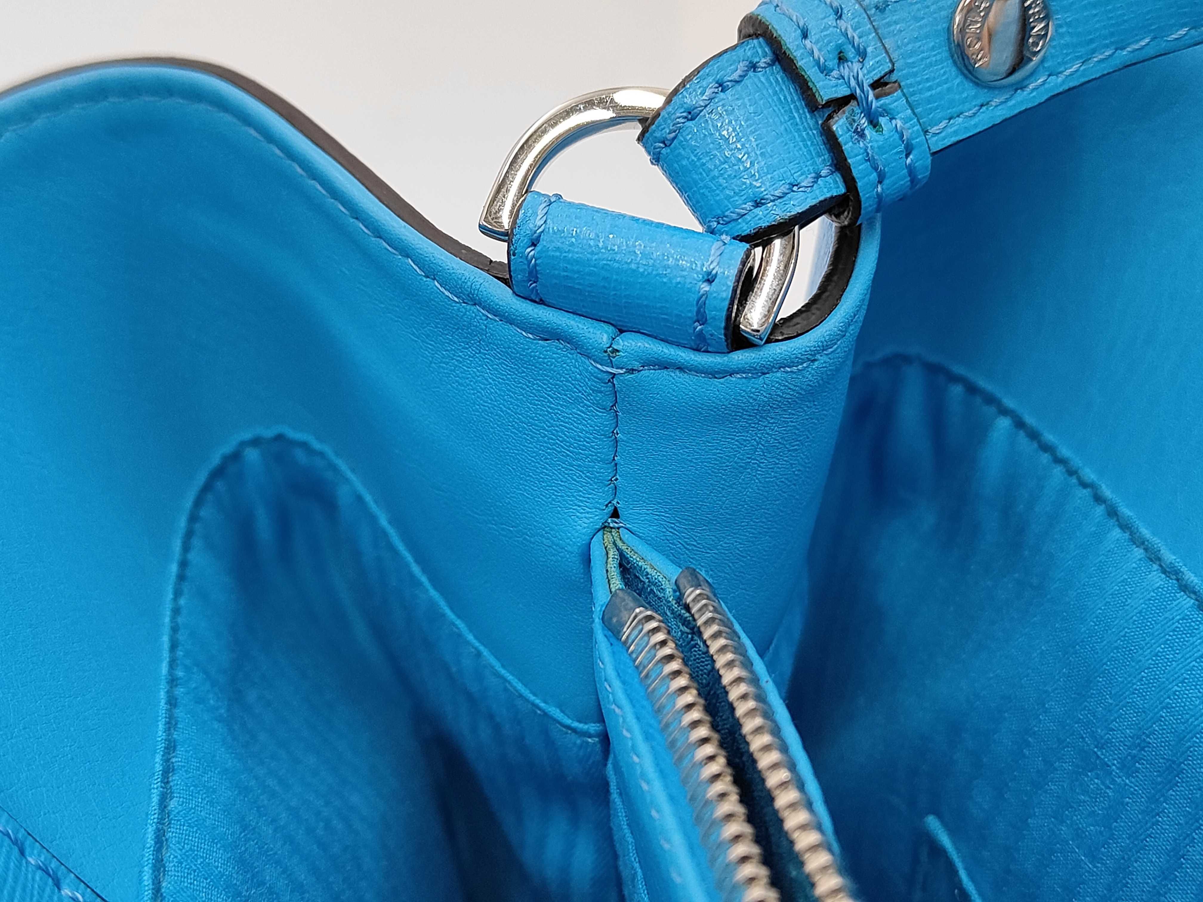 Toujours Satchel Bag, Leather, Blue, with Dust Bag, Handbag — view 8