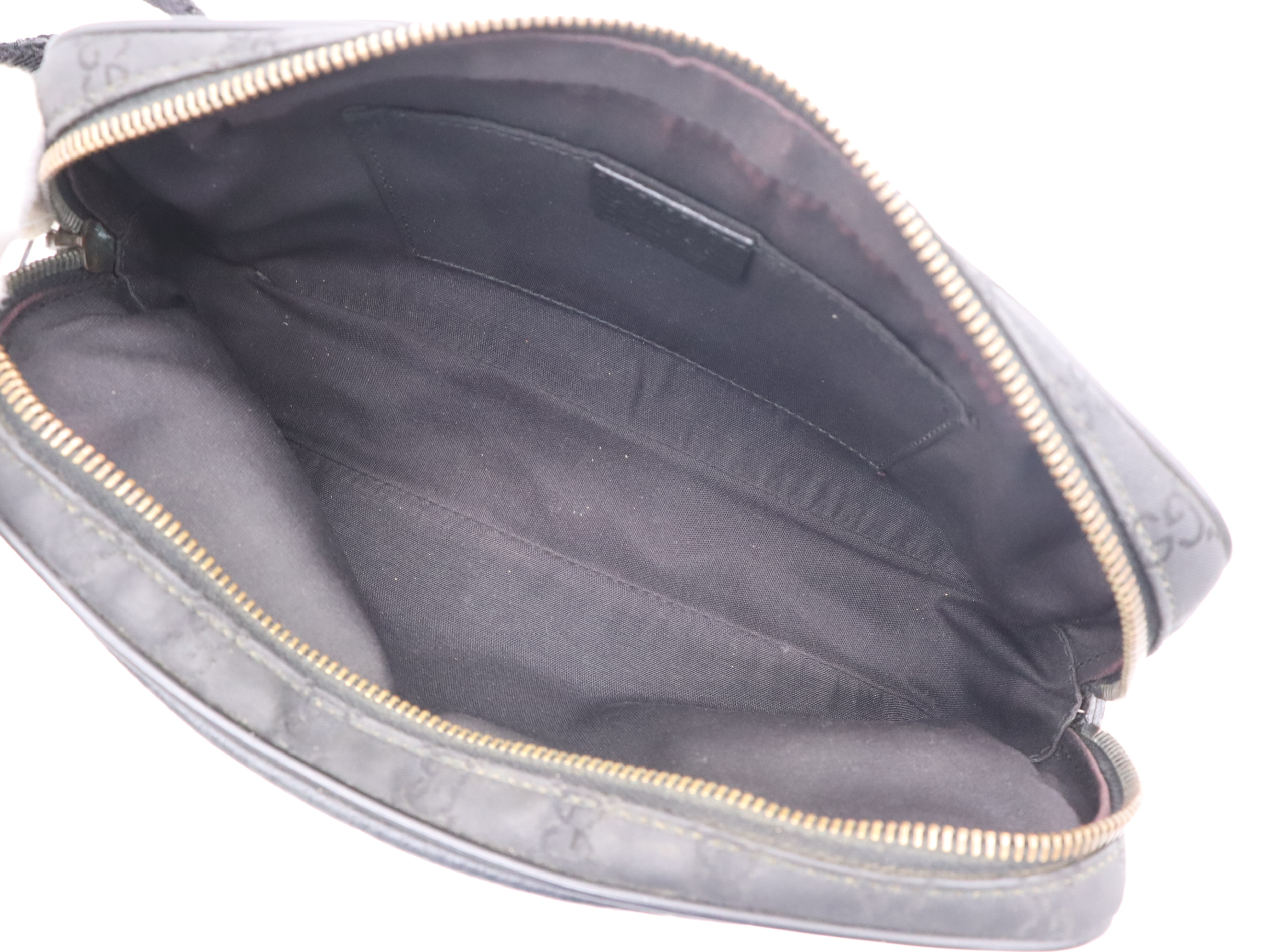 336672 GG Nylon/Leather Waist Bag, Black with Silver Hardware — view 11