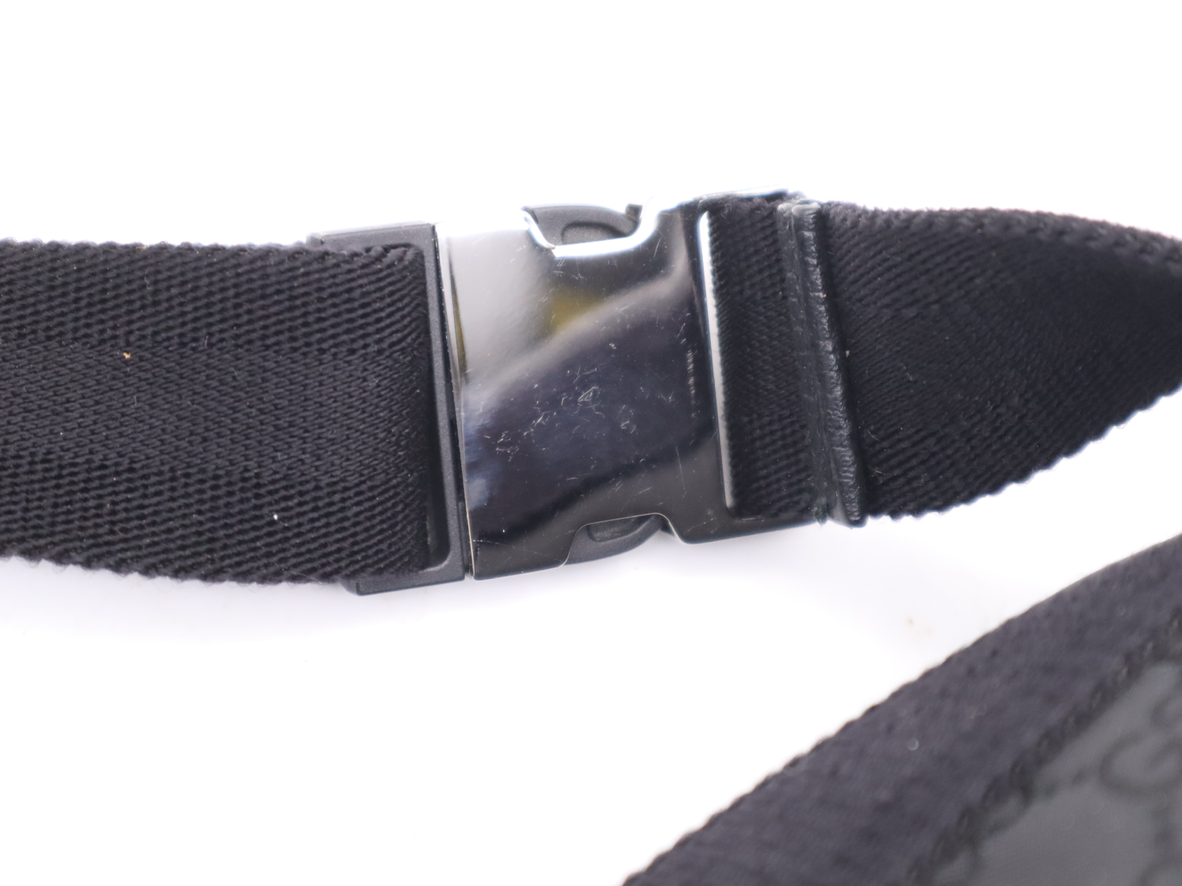 336672 GG Nylon/Leather Waist Bag, Black with Silver Hardware — view 9