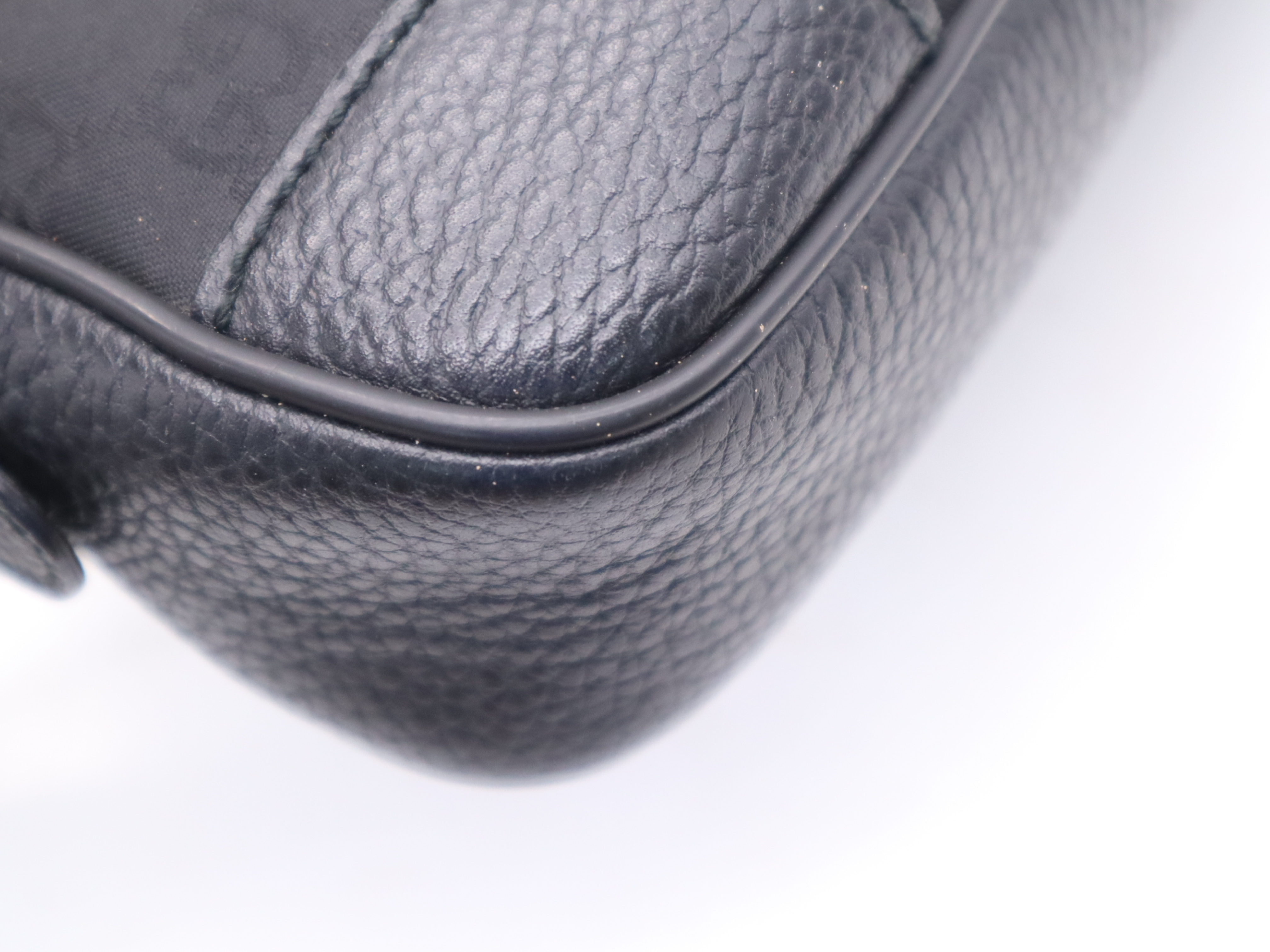 336672 GG Nylon/Leather Waist Bag, Black with Silver Hardware — view 10