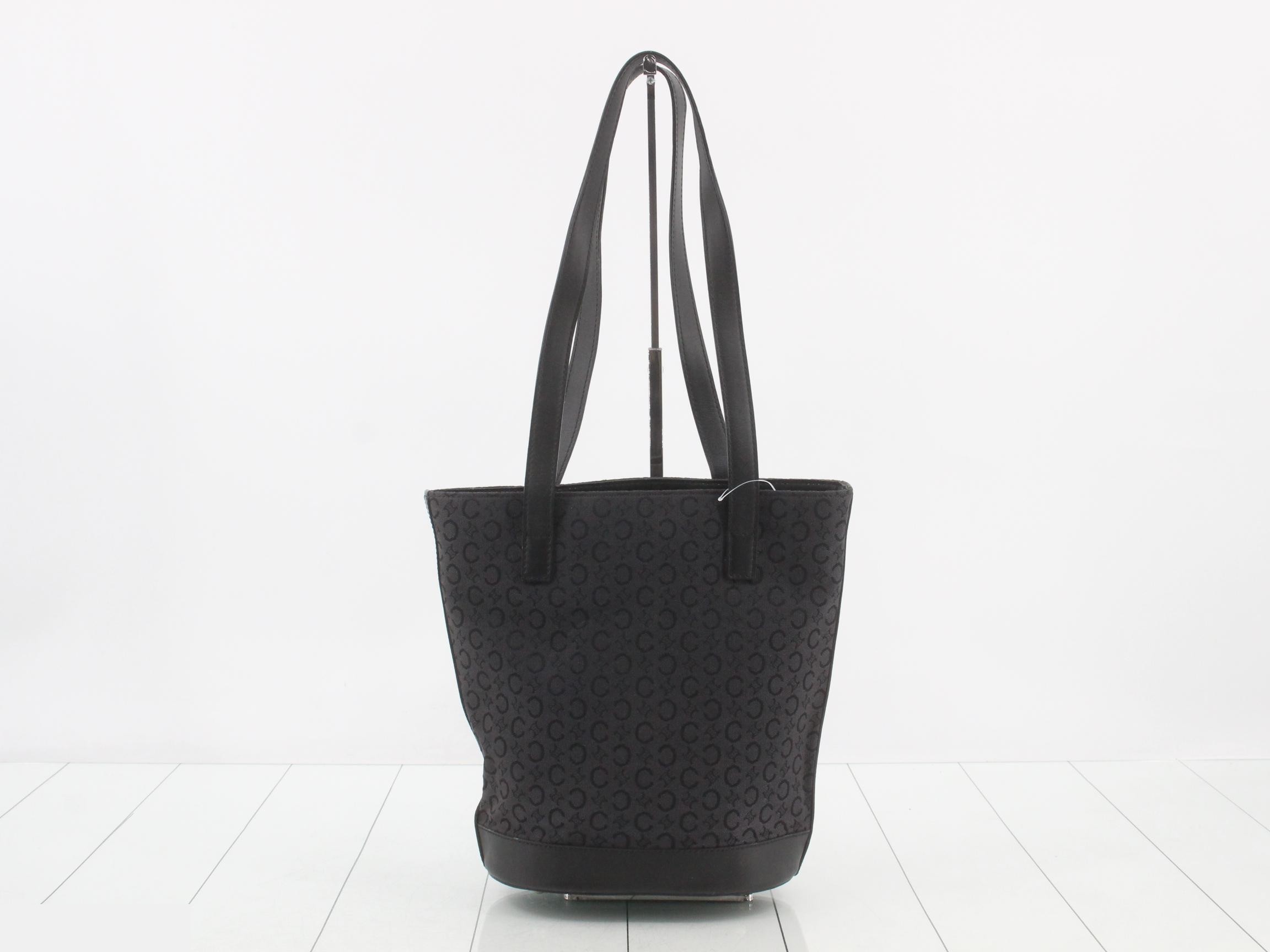 C Macadam Tote Bag, Black, Canvas and Leather
