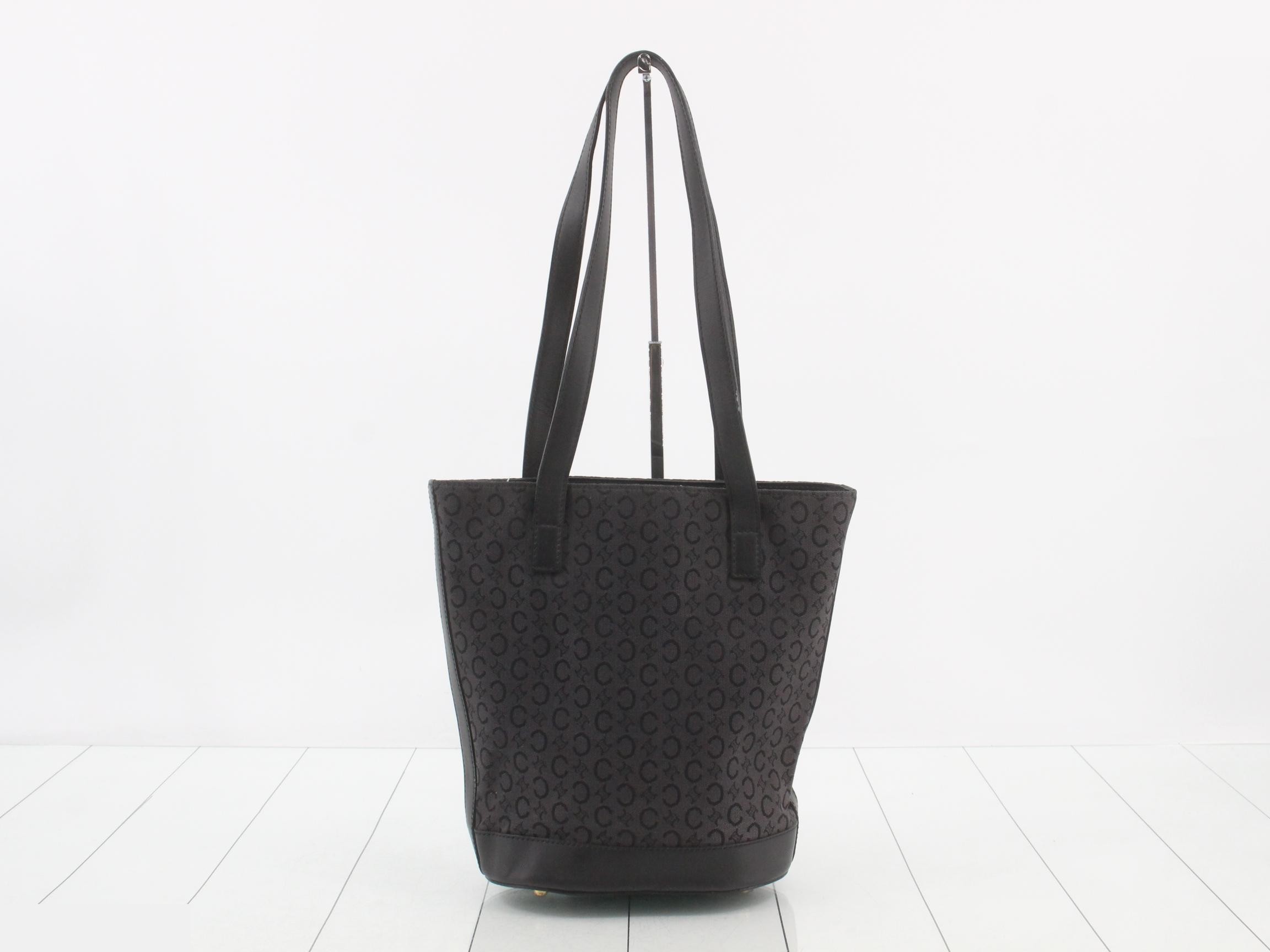 C Macadam Tote Bag, Black, Canvas and Leather — view 2