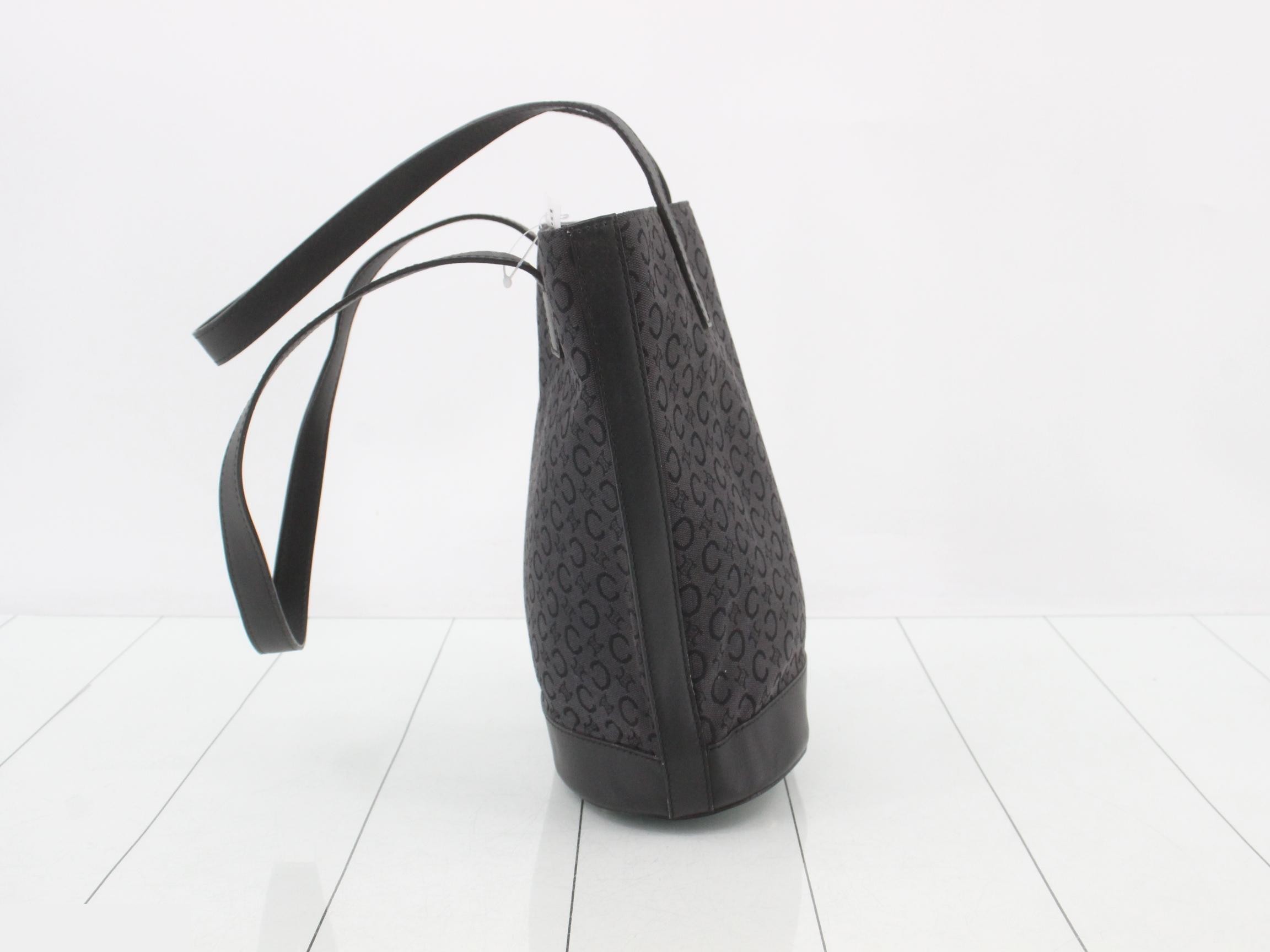 C Macadam Tote Bag, Black, Canvas and Leather — view 3