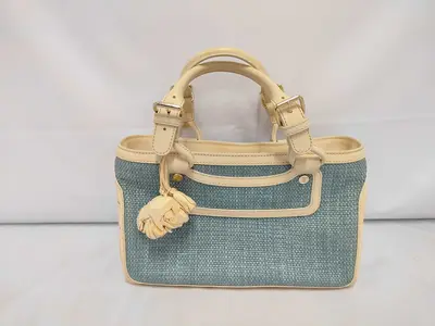 Boogie Bag Handbag, Raffia Leather, Triomphe Flower Charm Handbag