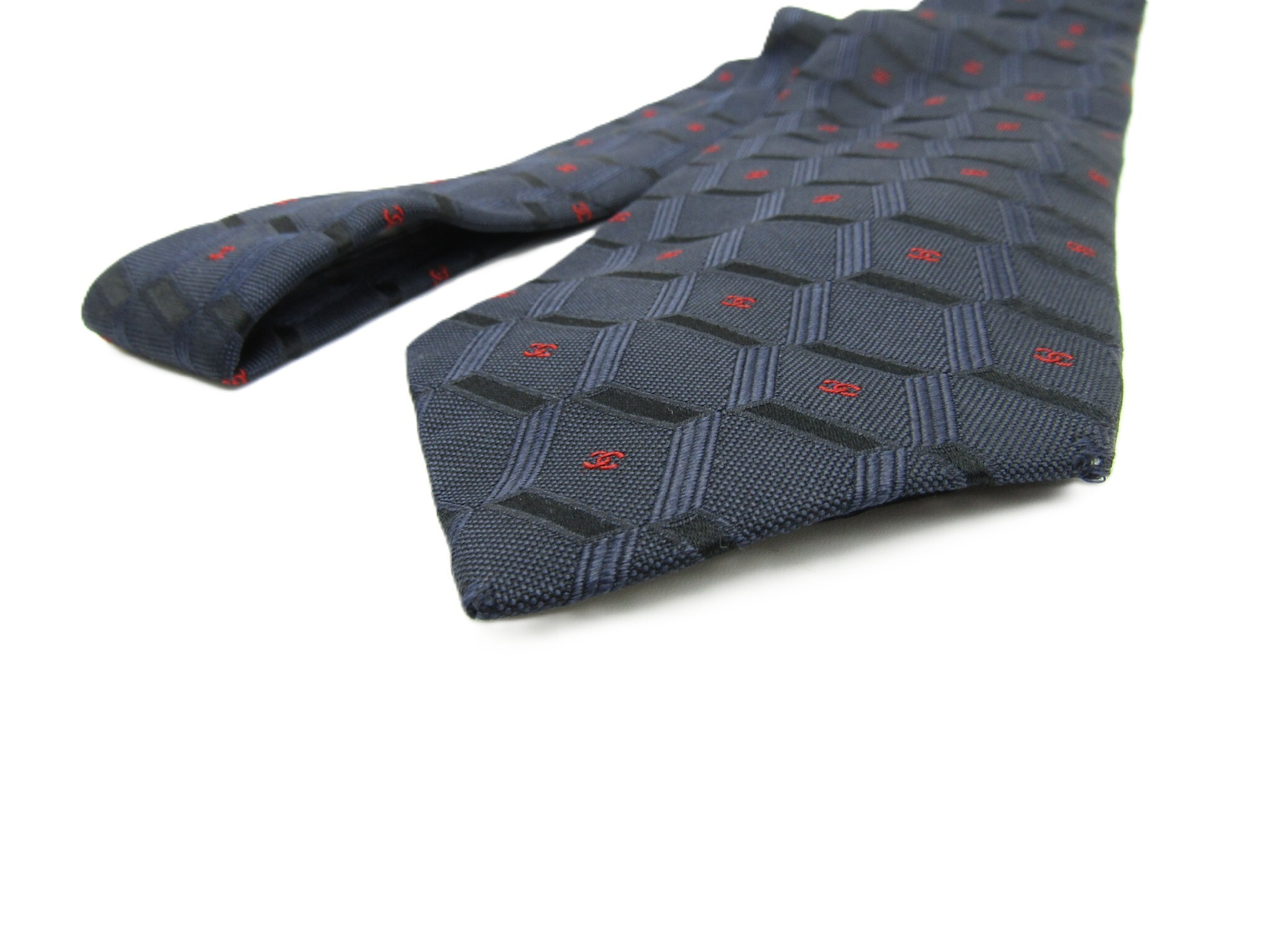 Coco Mark Silk Tie, Navy, Other Accessories — view 4