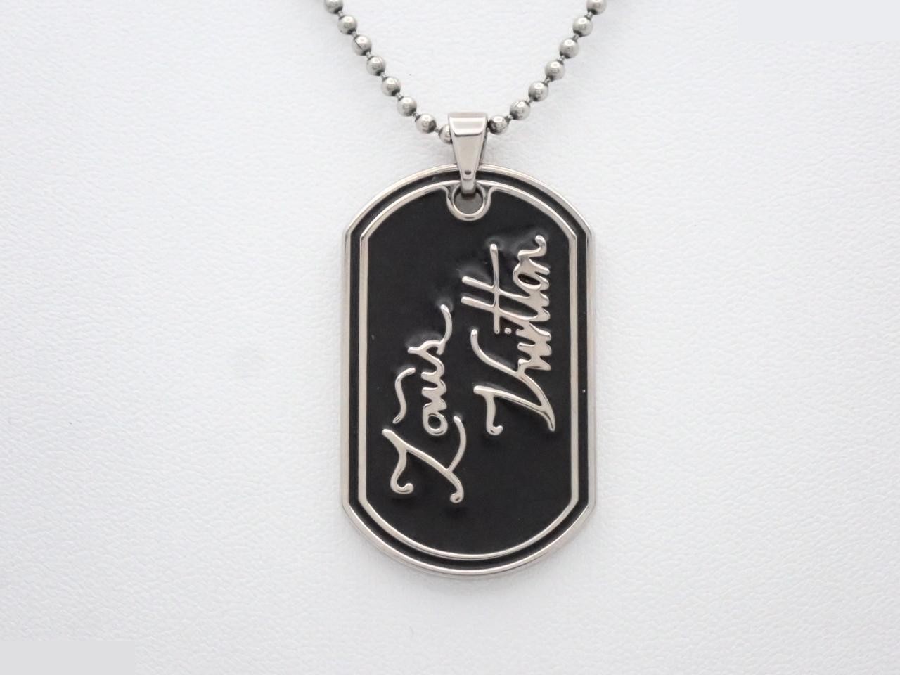 Dog tag necklace, silver, neck circumference approximately 74cm