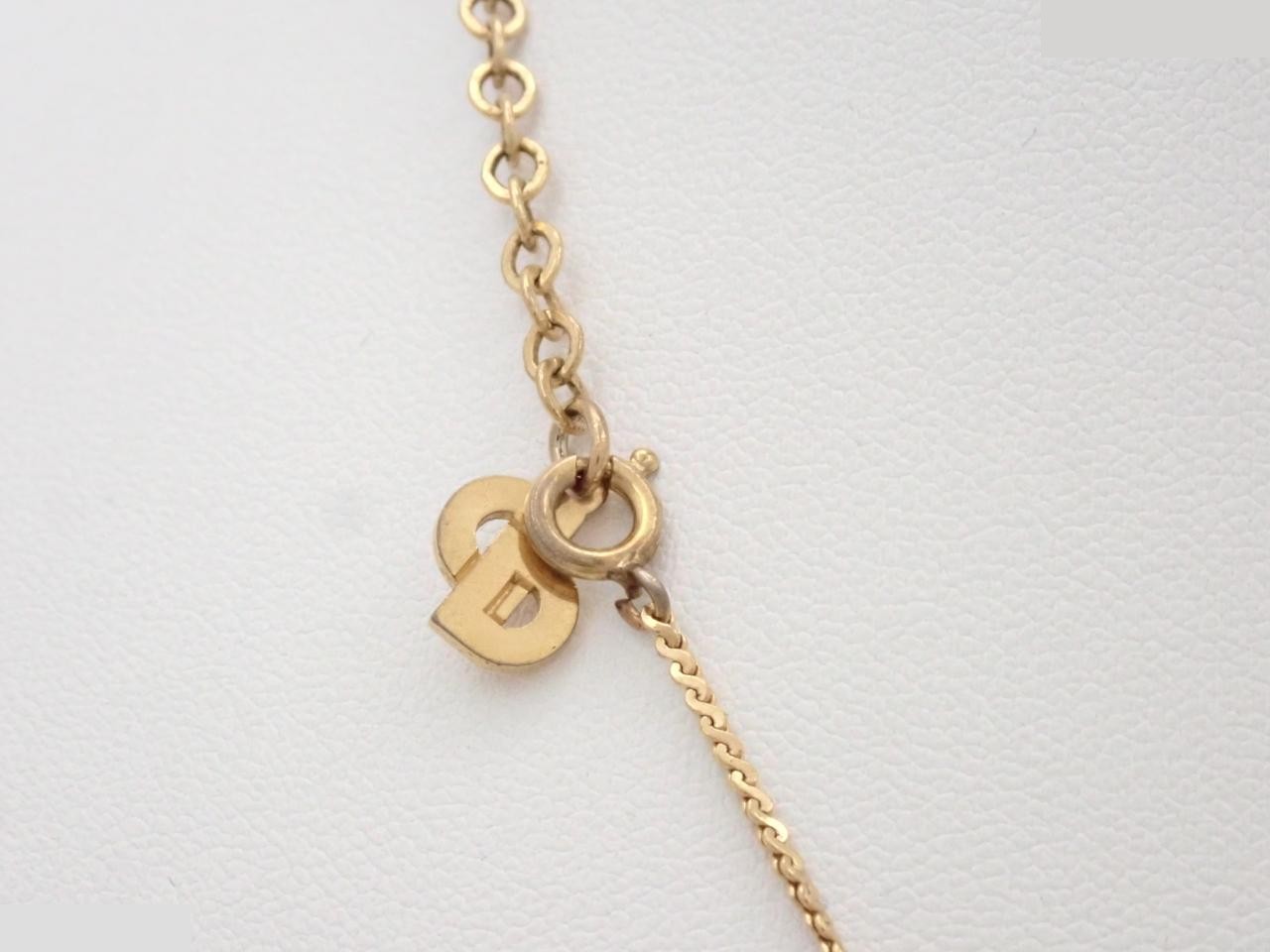 CD logo necklace, rhinestone, gold, chain approximately 43cm — view 2