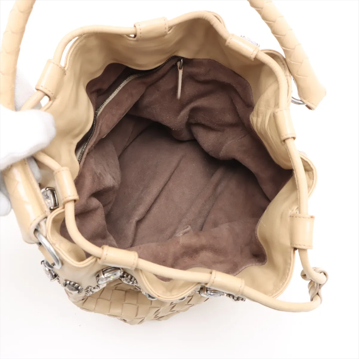 Intrecciato Leather x Bijou Shoulder Bag Beige — view 7