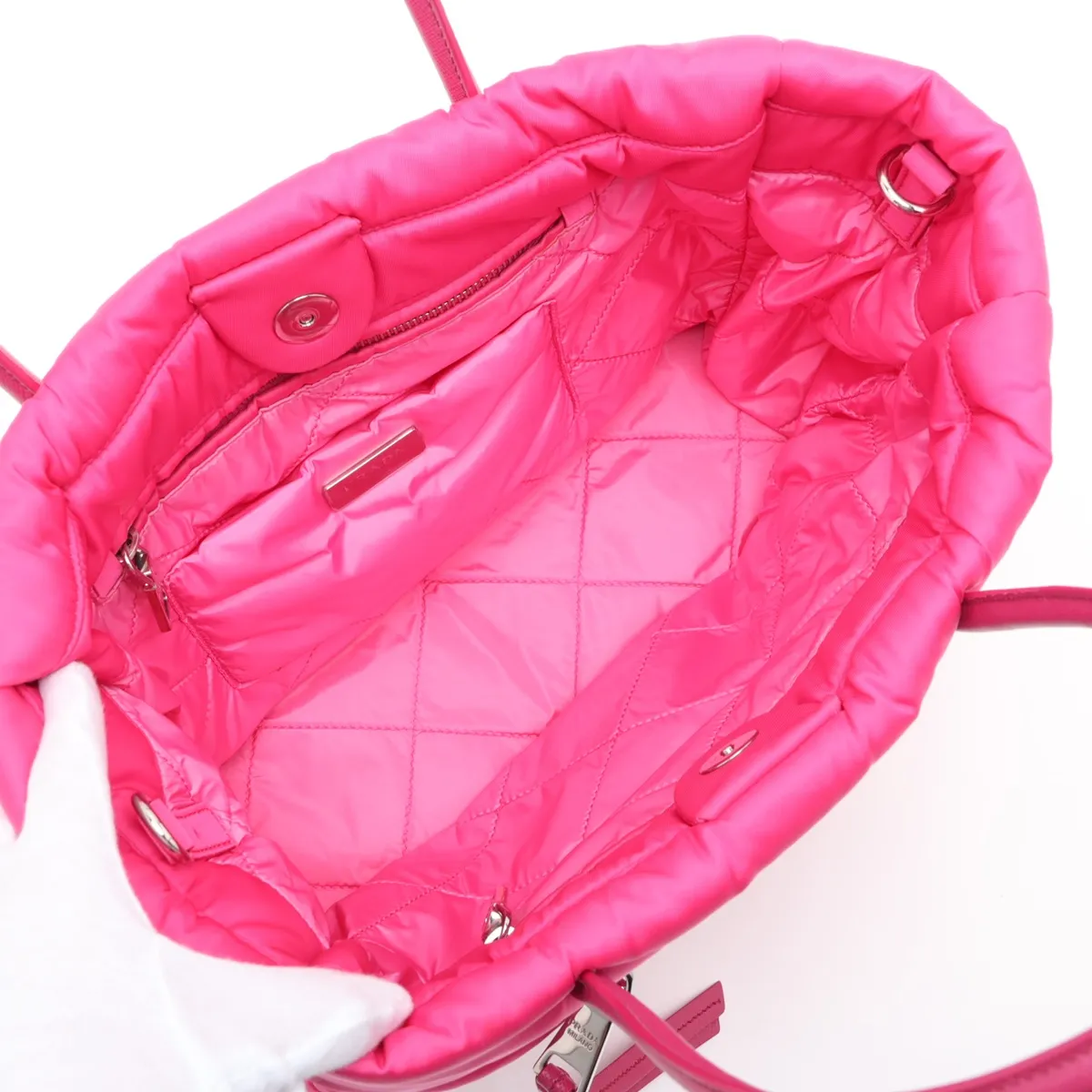Tessuto Bomber BN2766 Nylon x Leather 2-Way Tote Bag Pink — view 8
