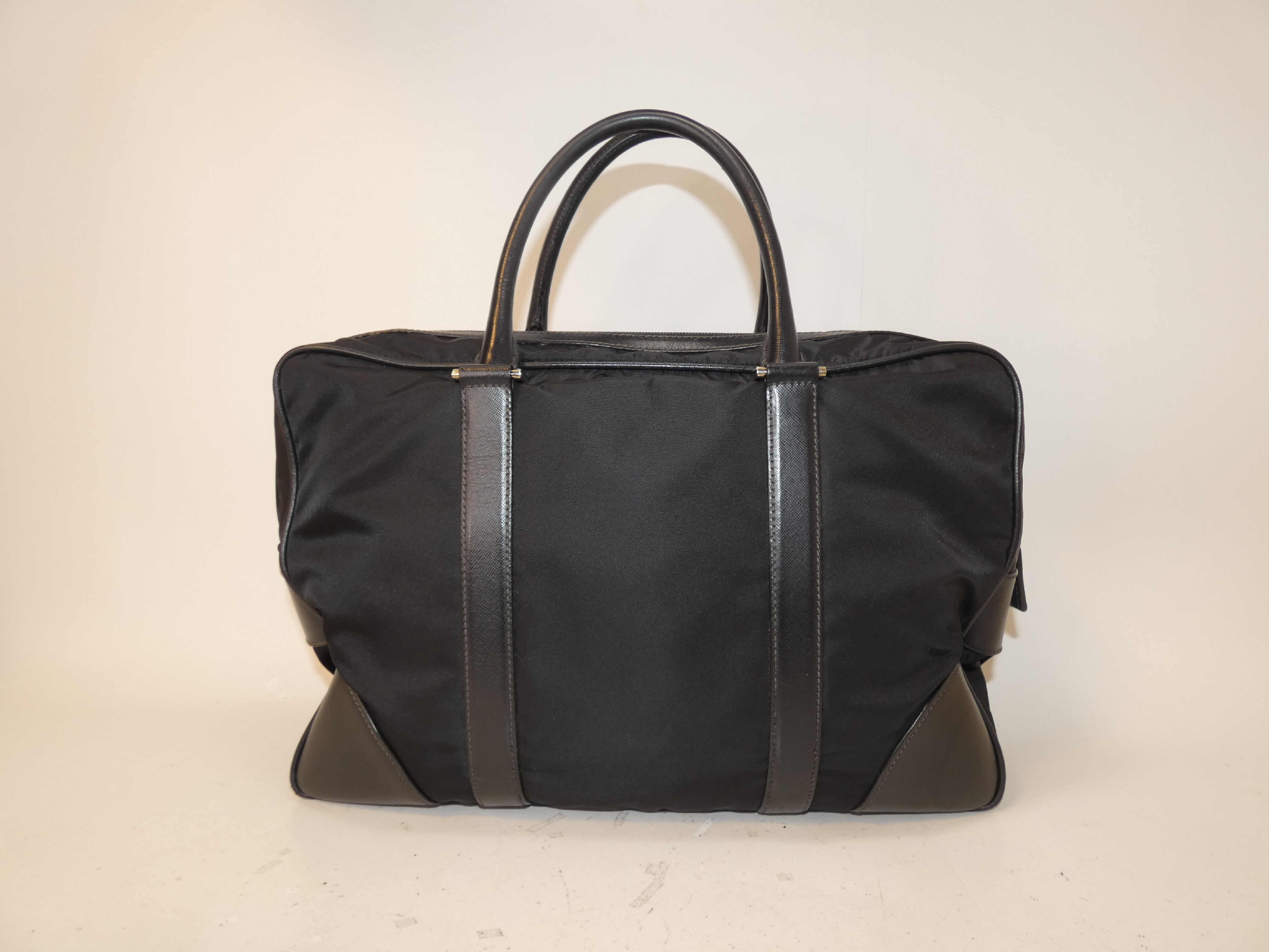 Nylon Saffiano Black Handbag Boston Business Bag — view 2