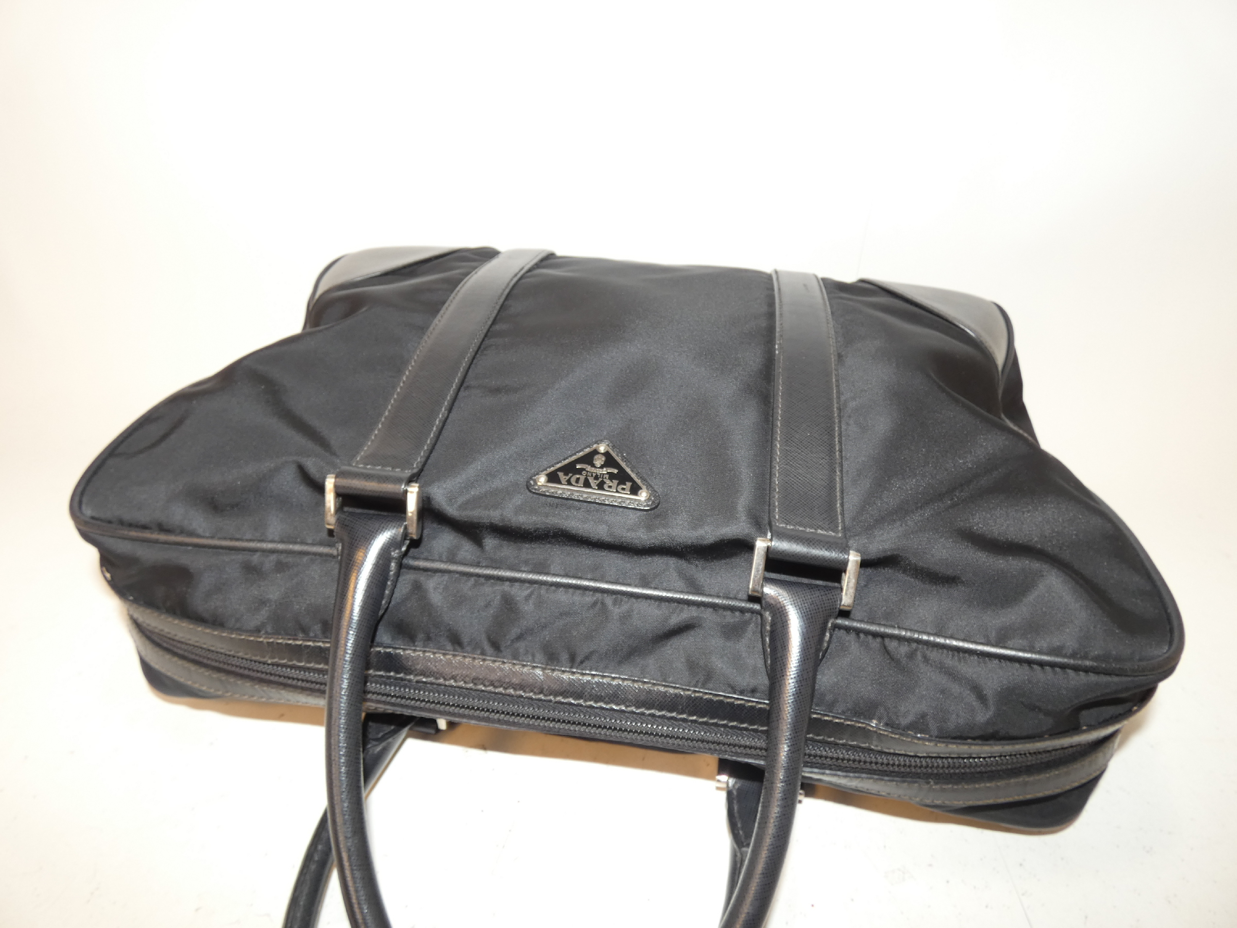Nylon Saffiano Black Handbag Boston Business Bag — view 3