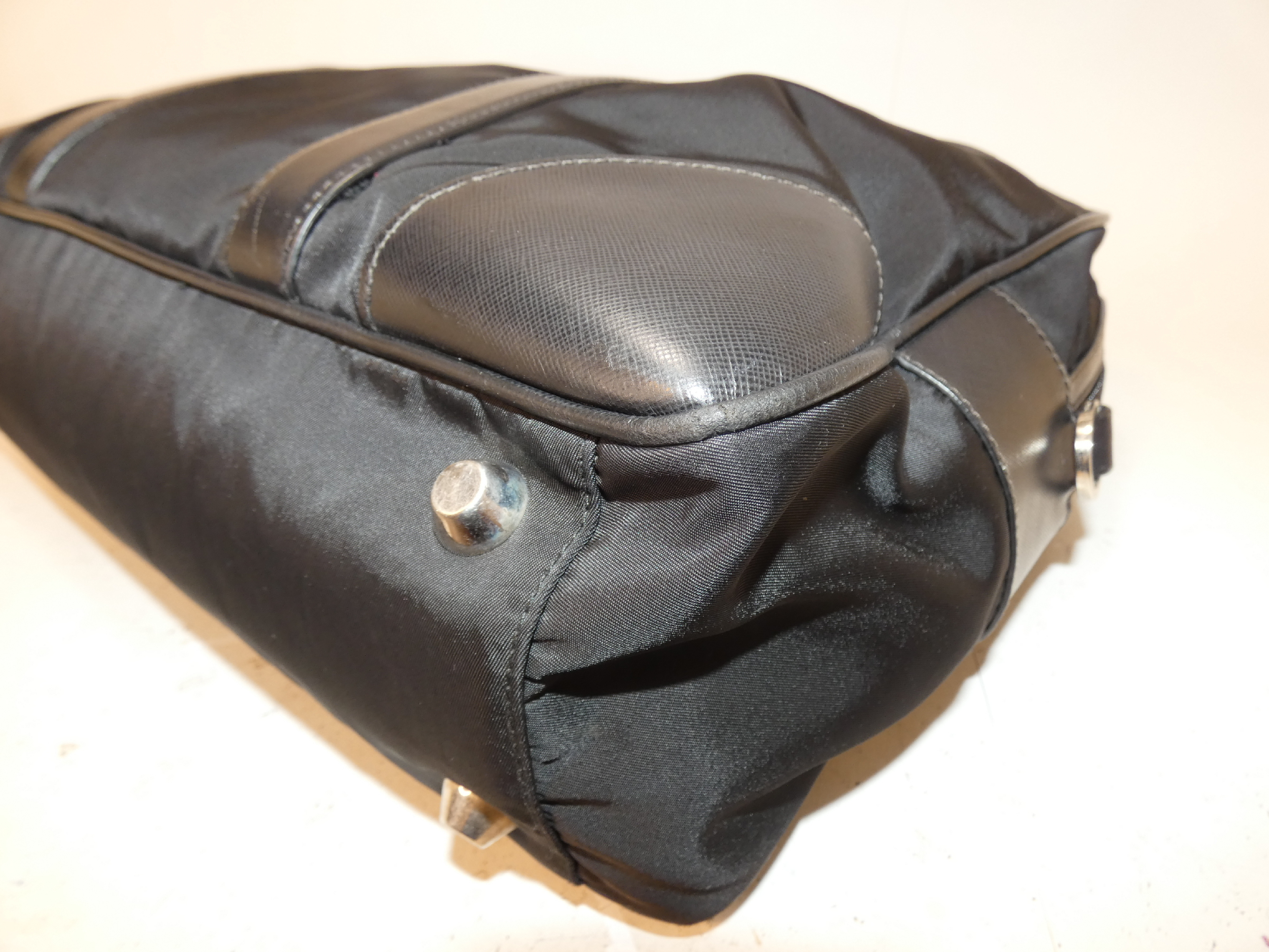 Nylon Saffiano Black Handbag Boston Business Bag — view 7