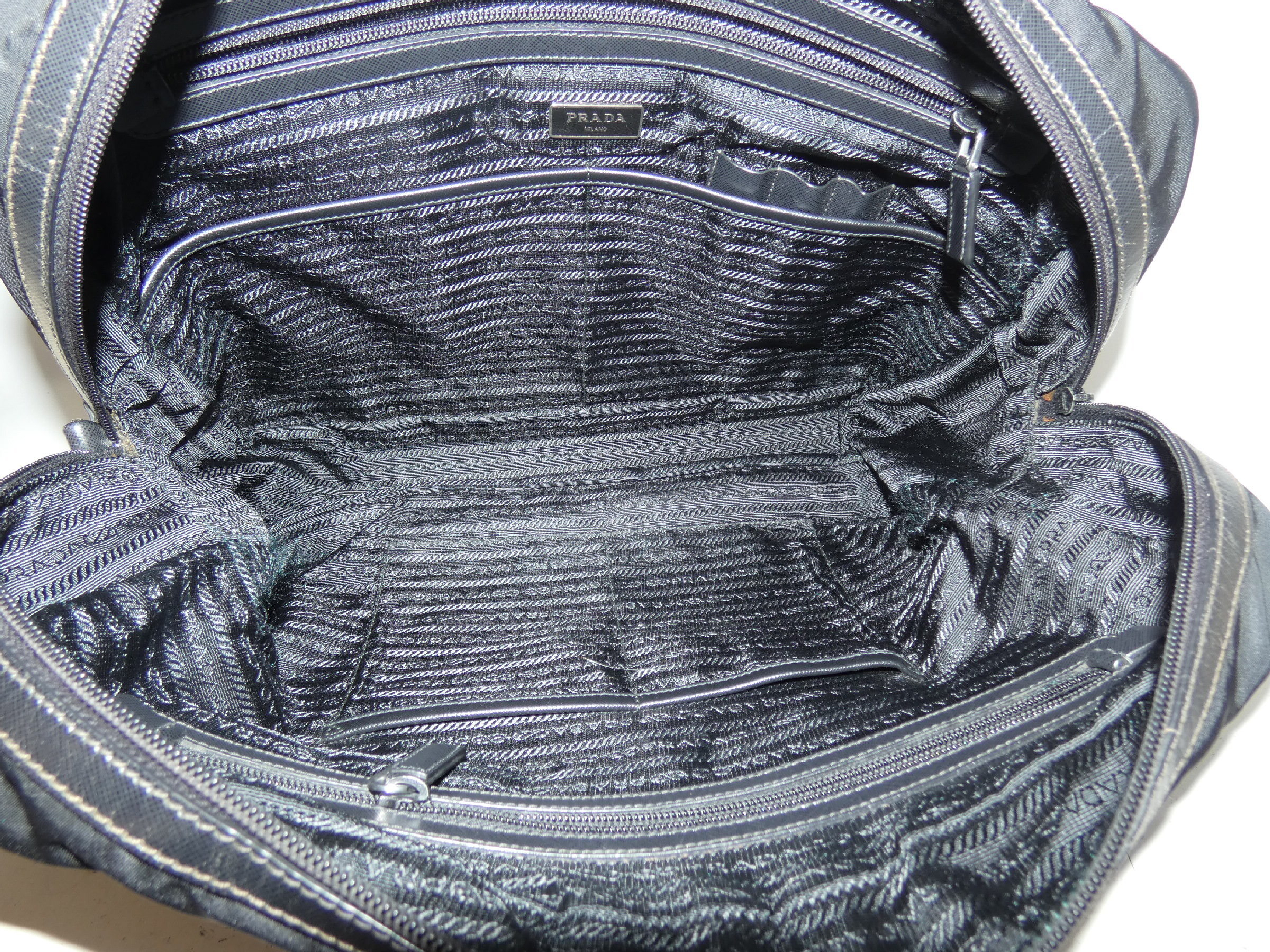 Nylon Saffiano Black Handbag Boston Business Bag — view 9