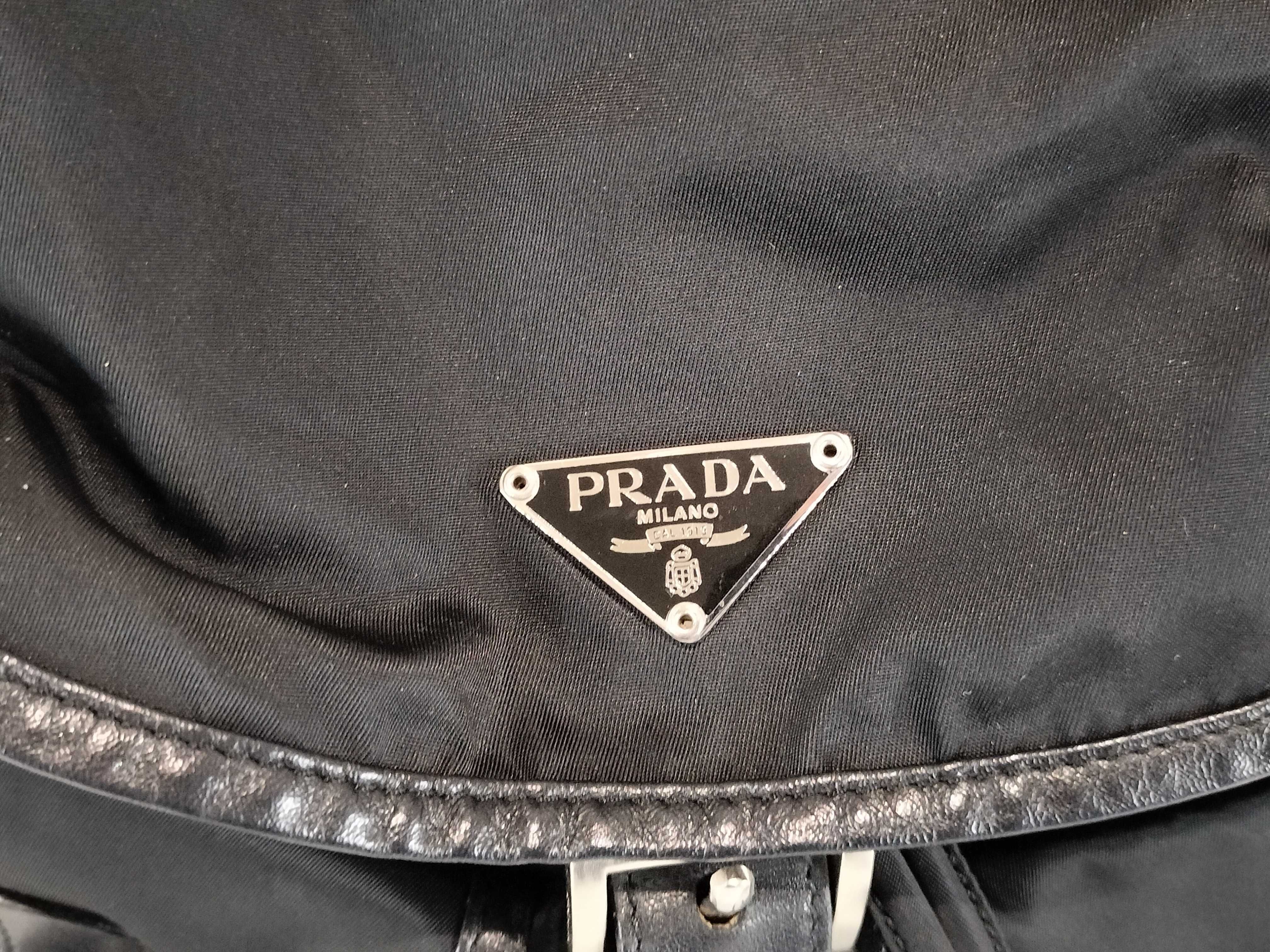 Nylon Triangle Logo Backpack, Black — view 2